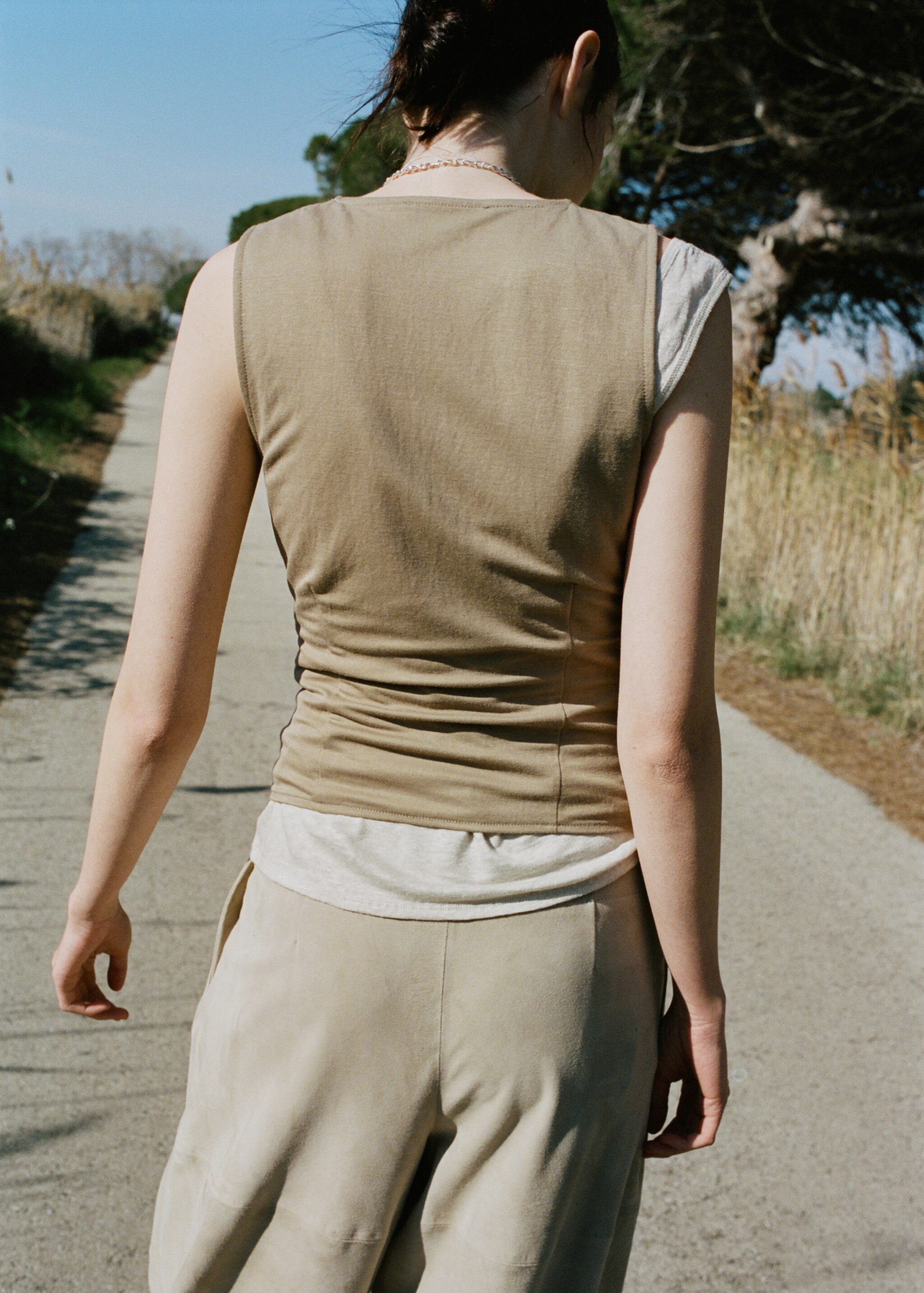 Ruched wrap top - Reverse of the article, Medium Brown. Ref: 27017153-00.