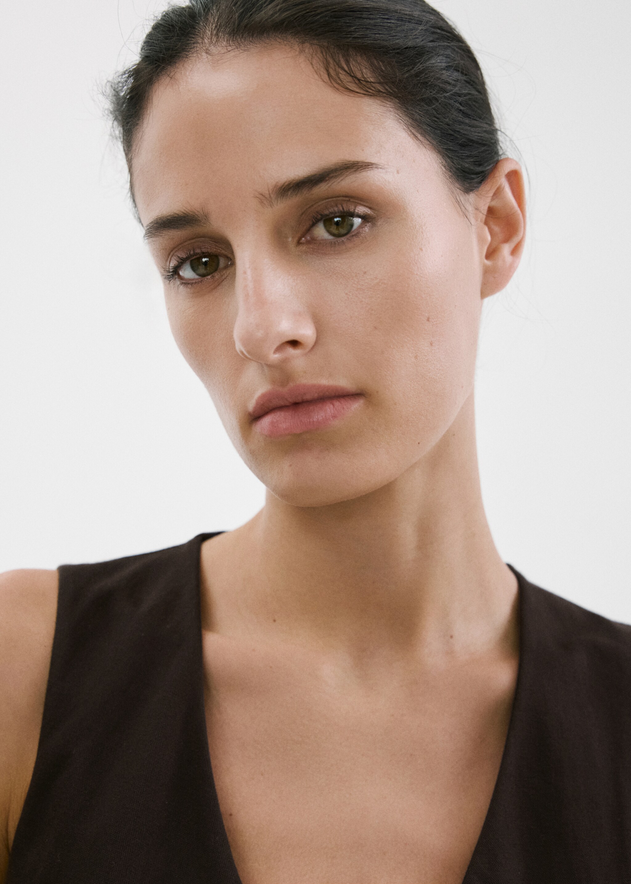 Ruched wrap top - Details of the article 1, Brown. Ref: 27017153-00.