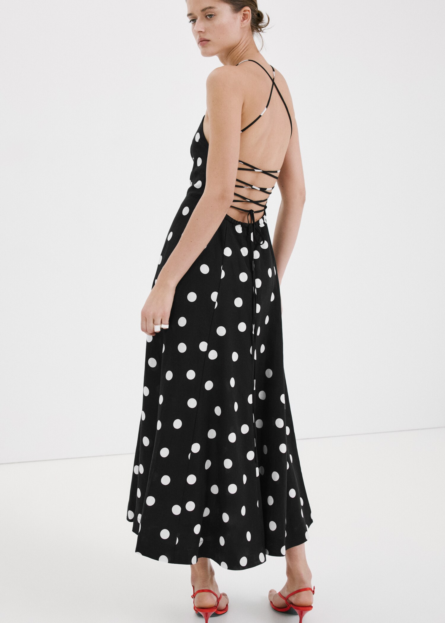 Polka dot lyocell dress - الجهة الخلفية للمنتج
