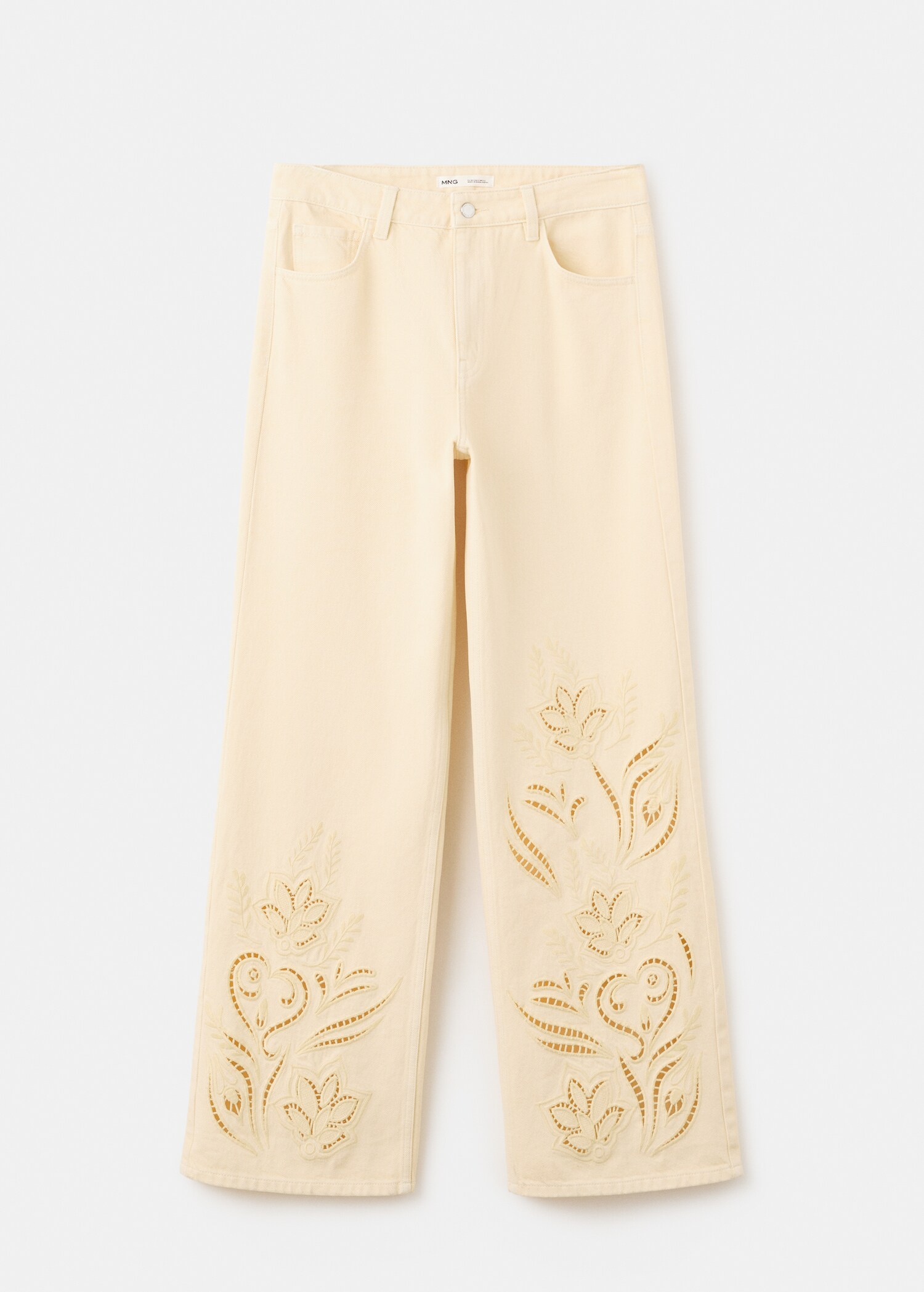 Straight jeans with openwork embroidery - Article without model