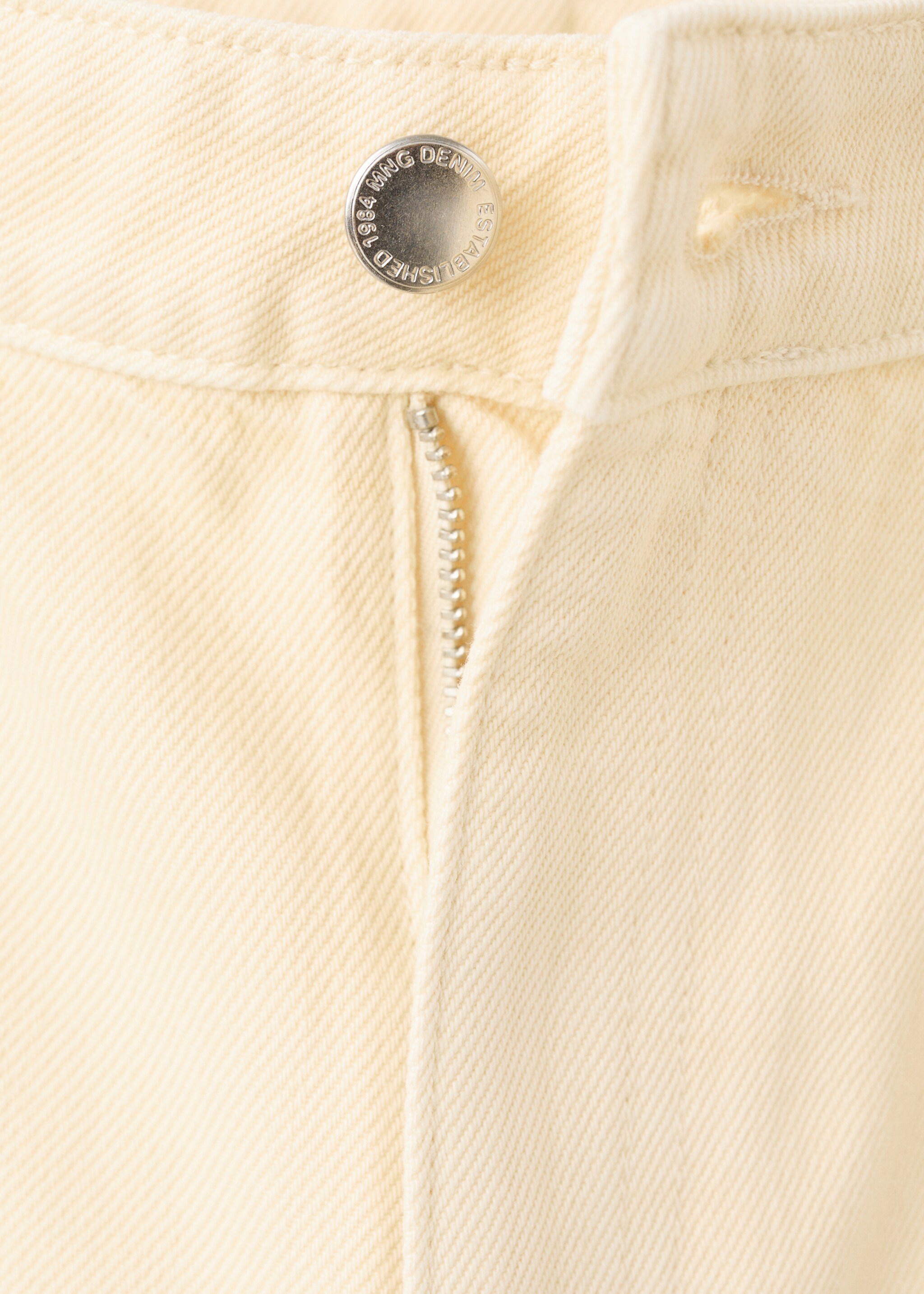 Embroidered cut-out straight jeans - Details of the article 0, Vanilla. Ref: 27017157-00.