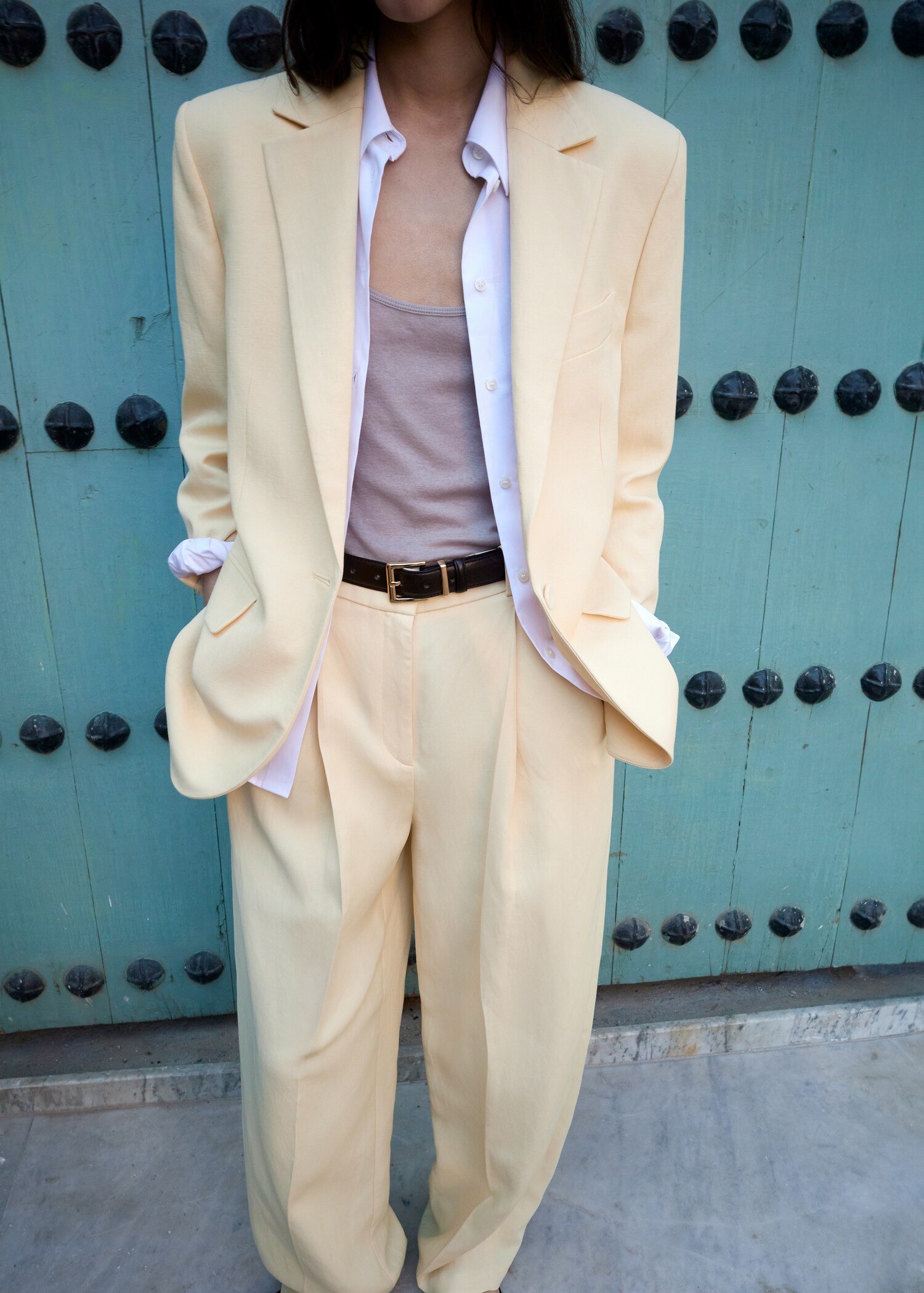 Pantalon droit lin - Plan moyen