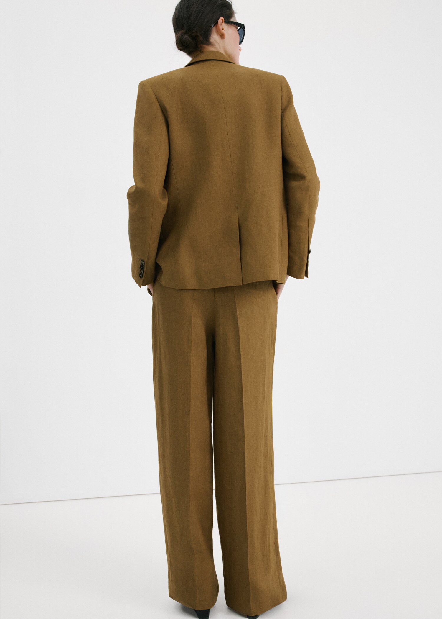 Pantalón traje recto lino - Reverso del artículo