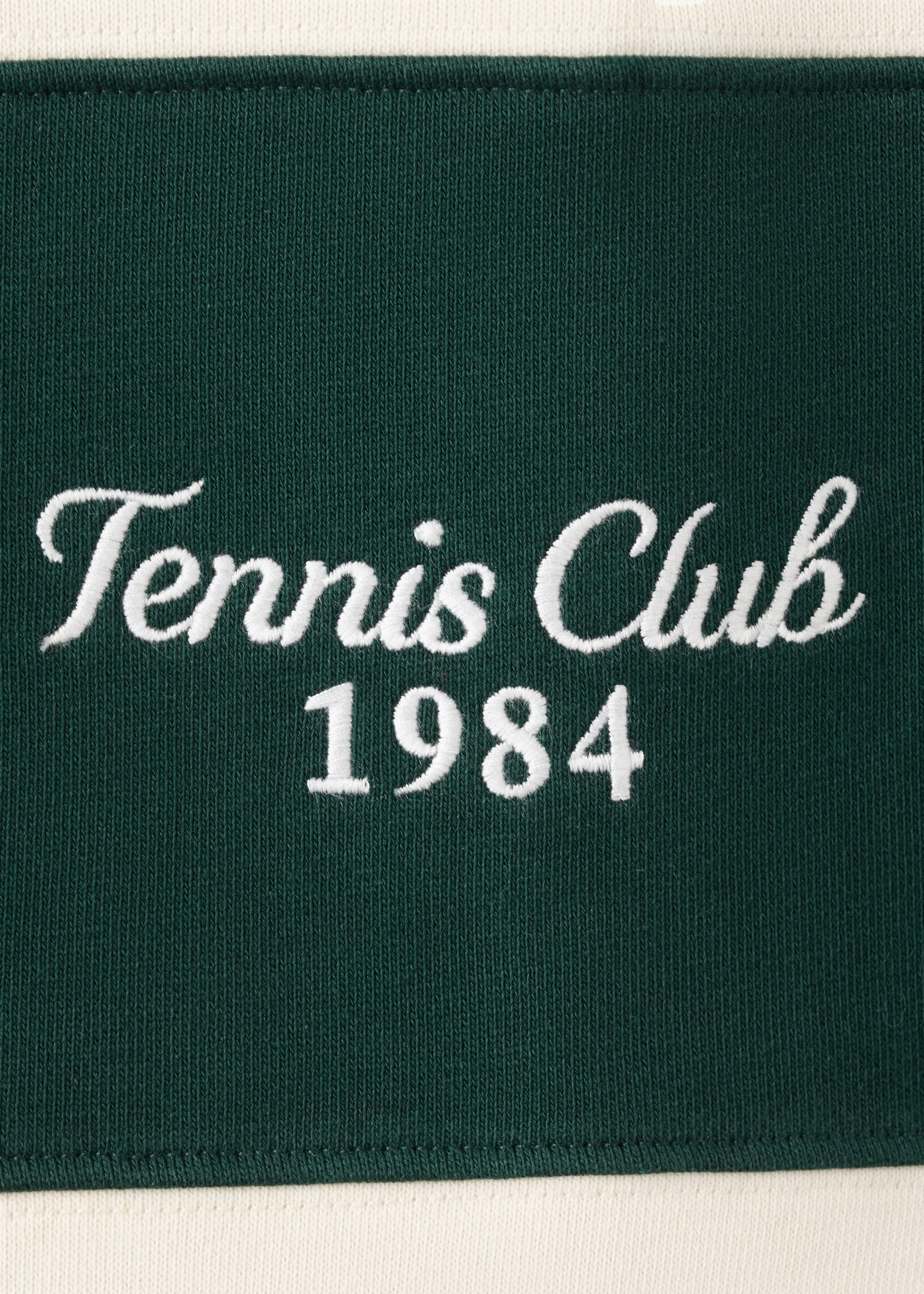 Polo neck sweatshirt with embroidered message - Details of the article 0, Ecru. Ref: 27017165-00.