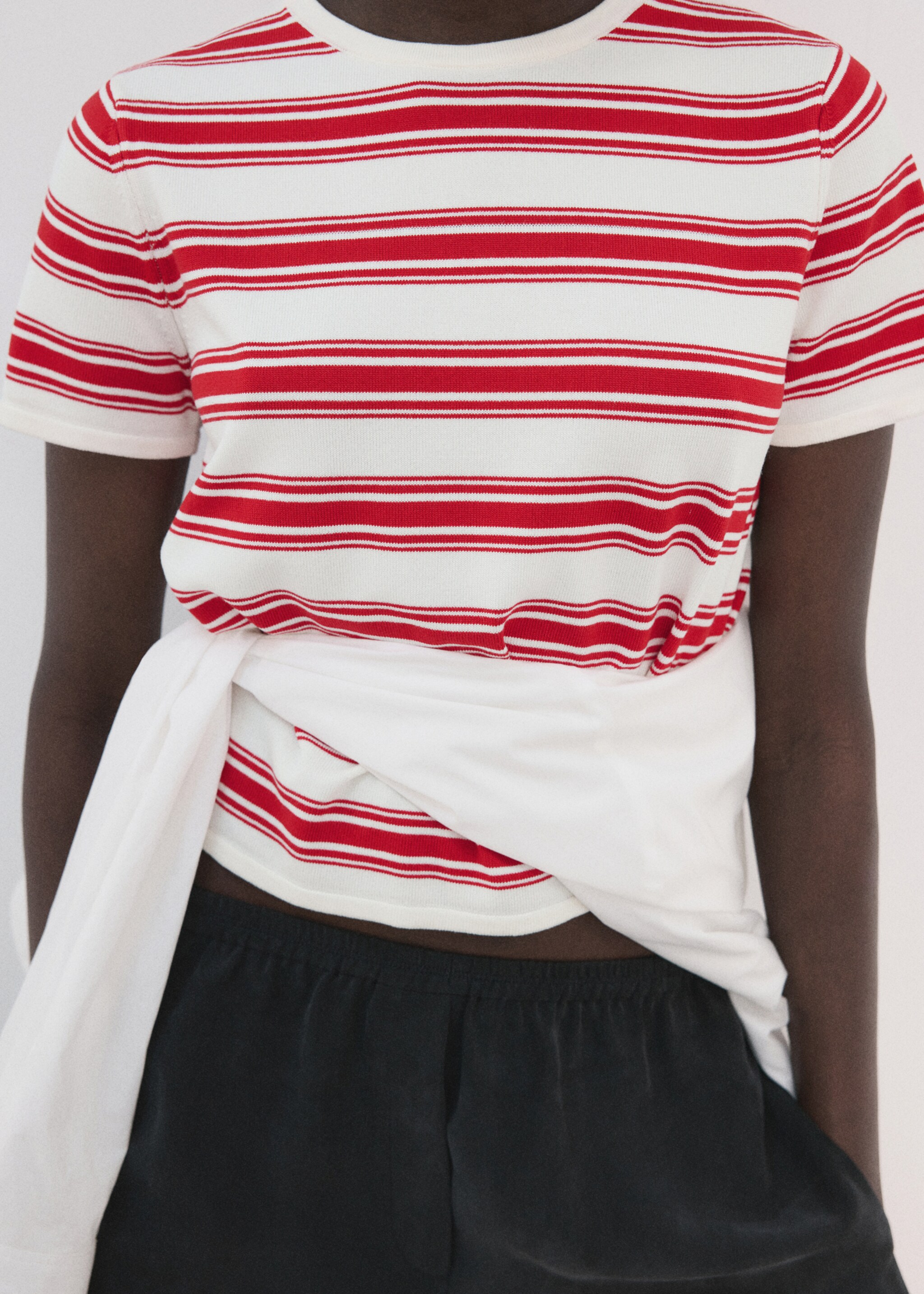 كنزة منسوجة مخططة - رؤية وسط, أحمر. Ref: 27017169-00.