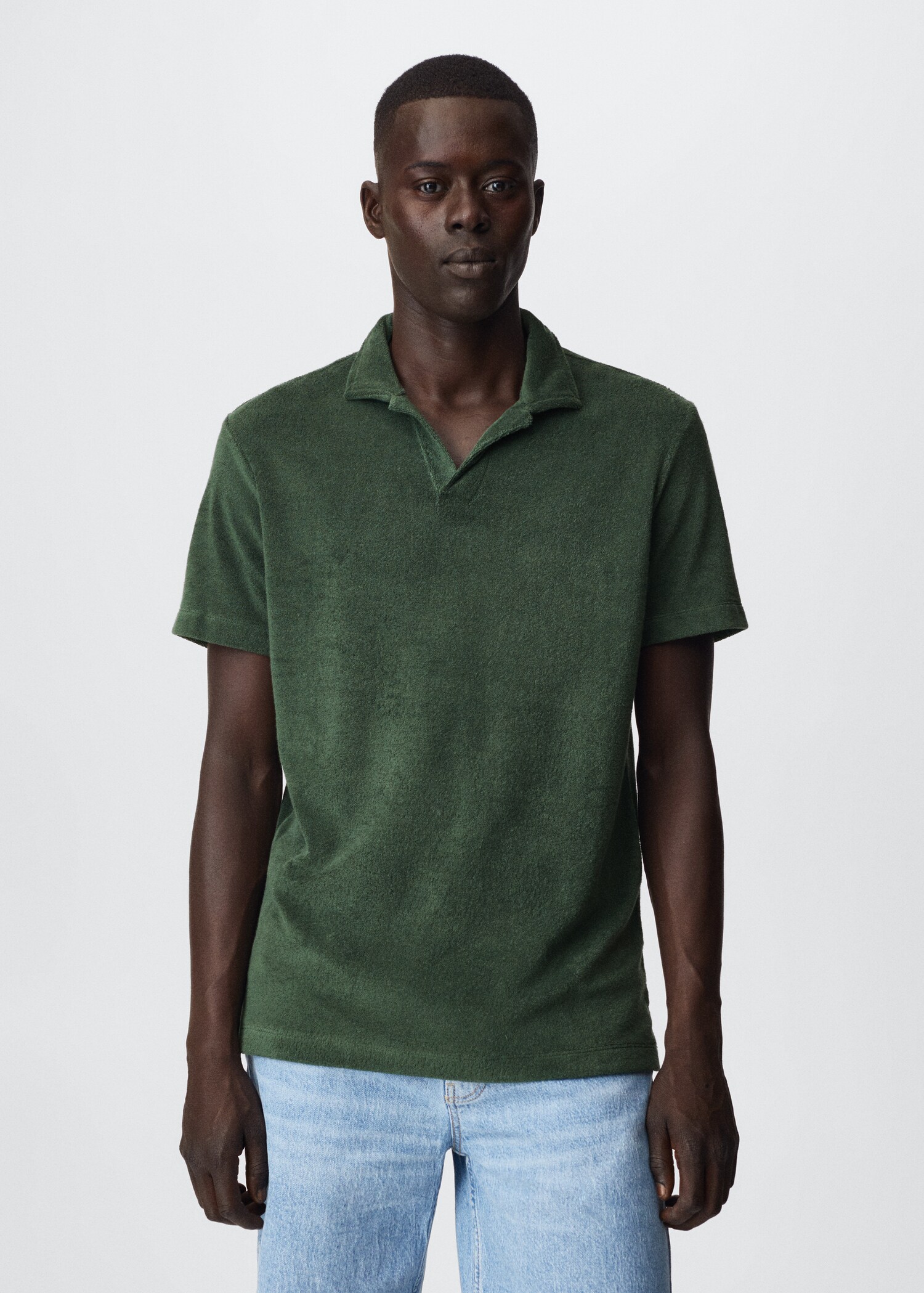 Mens Clothes Cotton Towelling Polo Shirts Pure Cotton Navy Terry