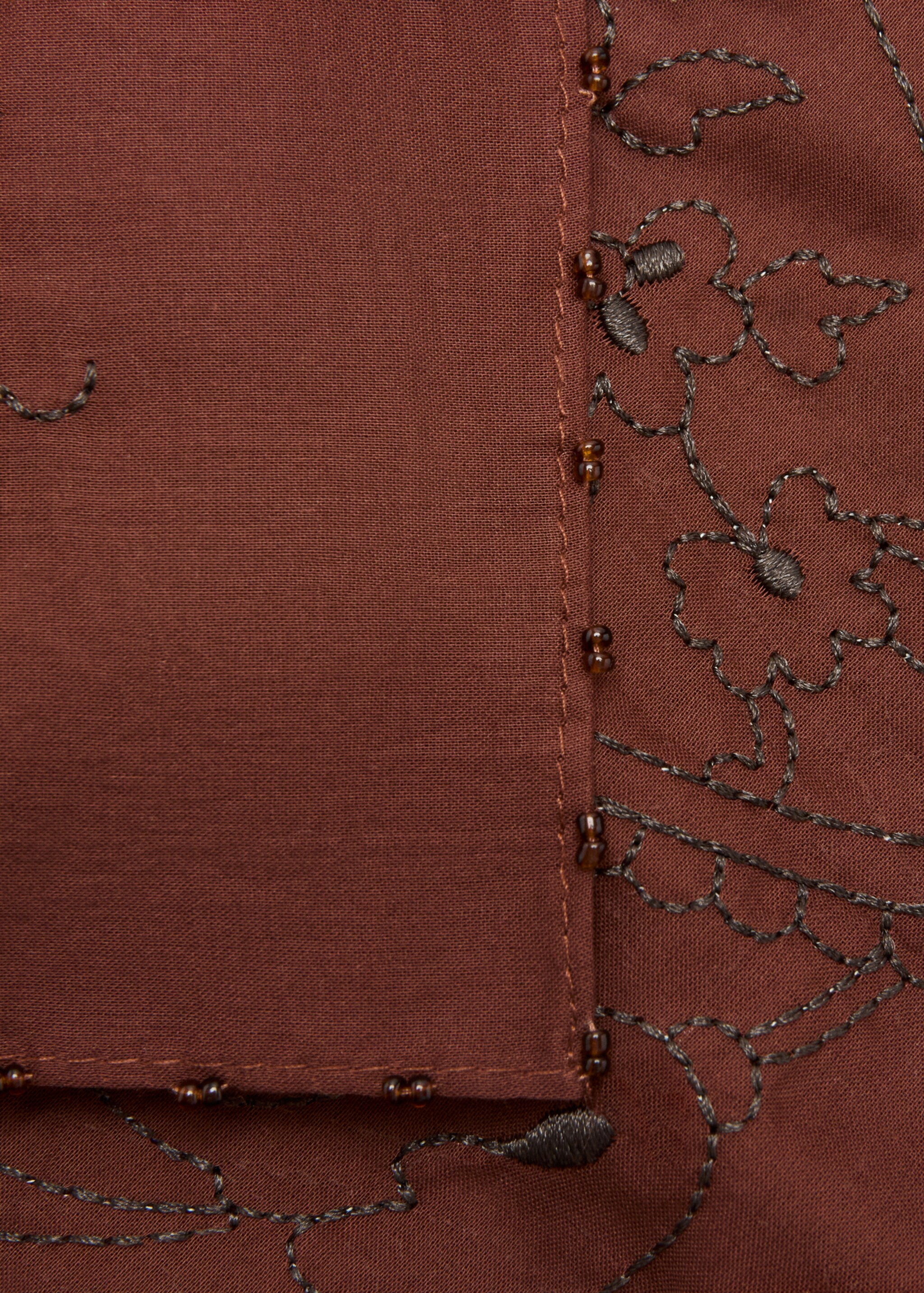 Pañuelo algodón bordado floral - Plano medio, Naranja tostado. Ref: 27017790-00.