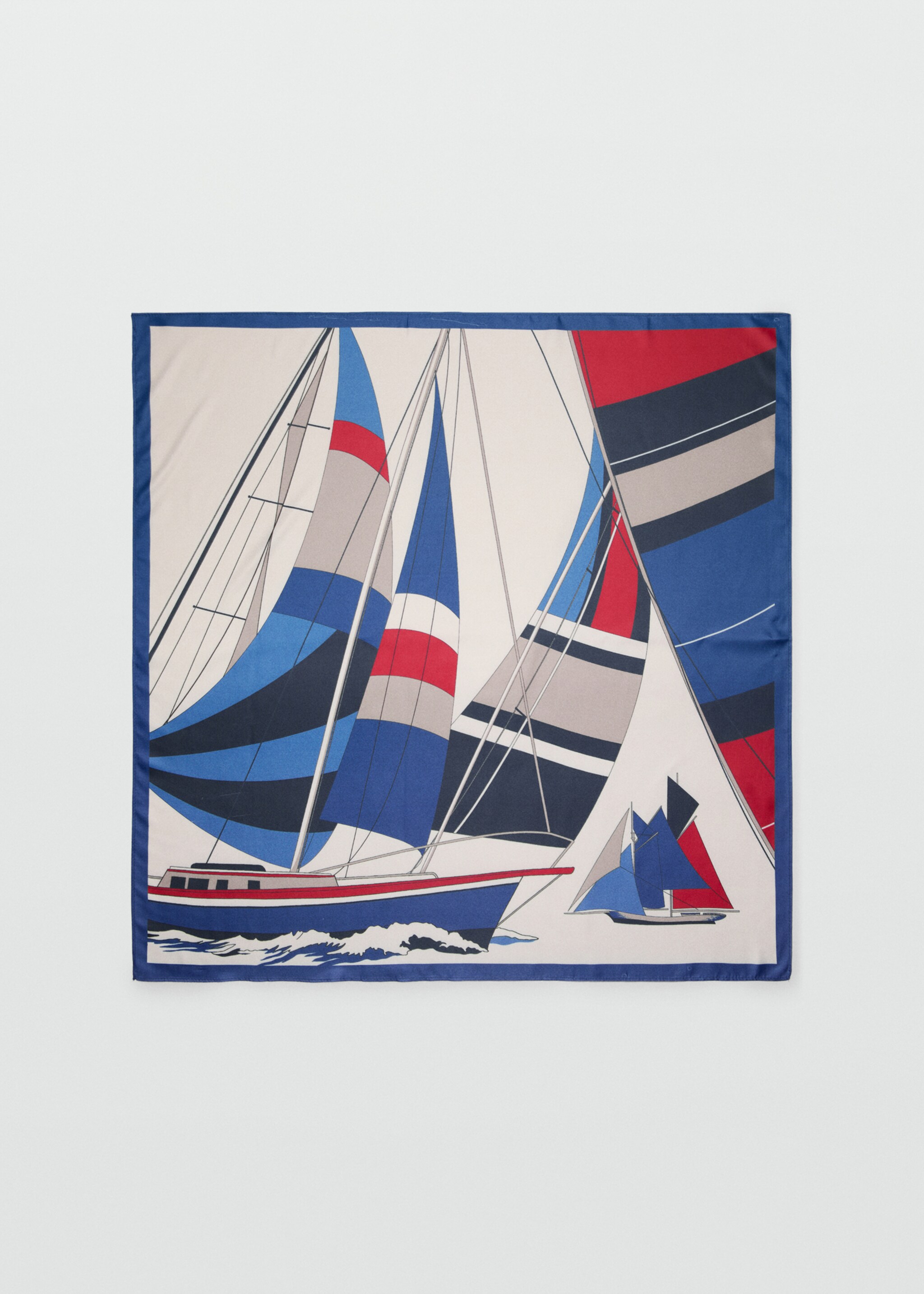 Boat print scarf - Article without model, Navy. Ref: 27017792-00.