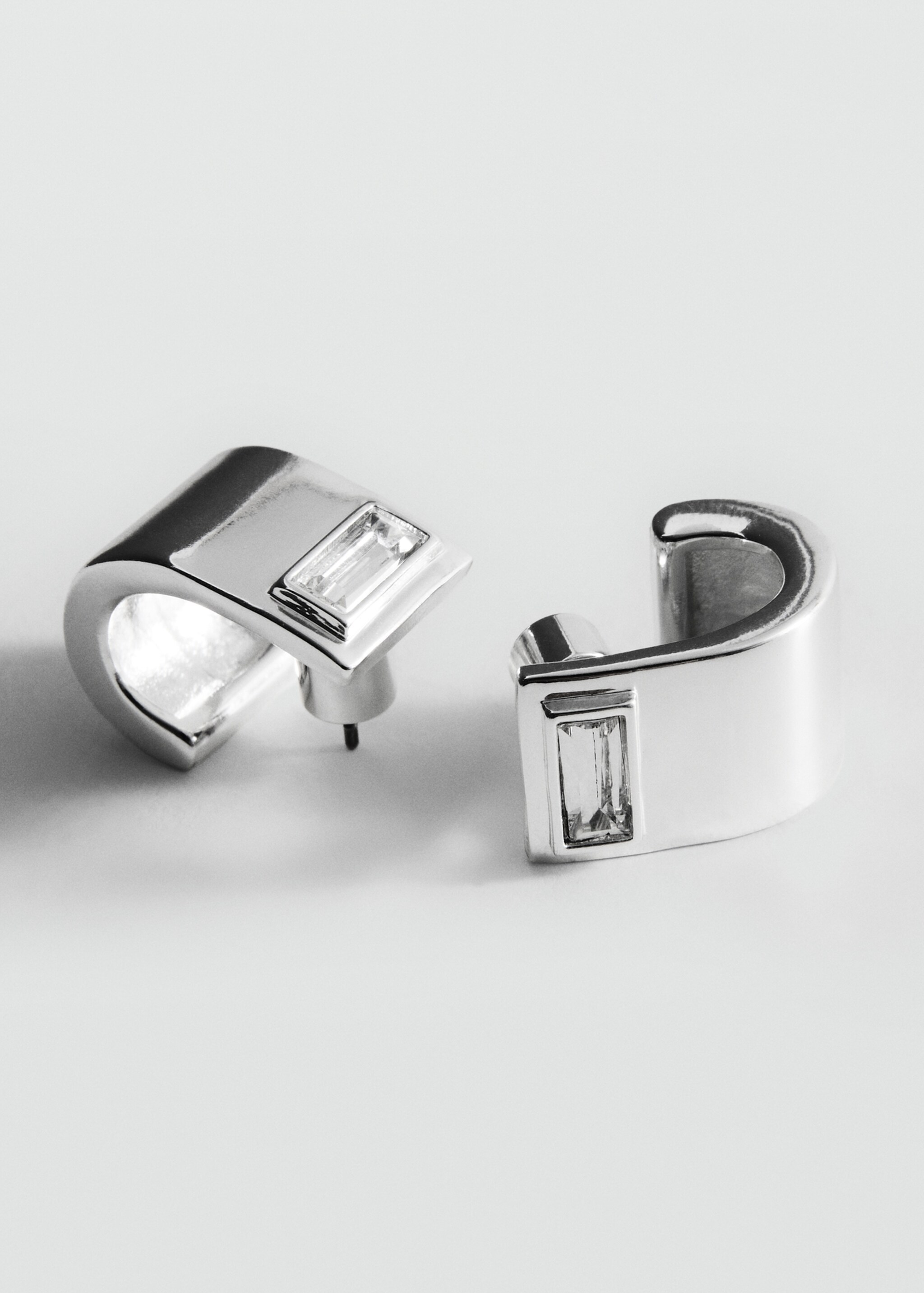 Semi-ring crystal earrings - Medium plane, Silver. Ref: 27017795-00.