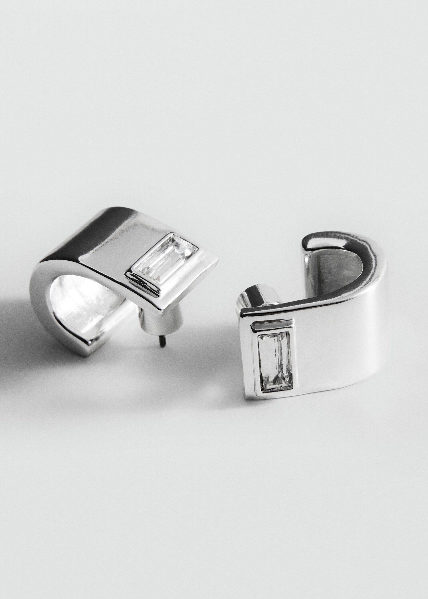 Semi-ring crystal earrings - Medium plane