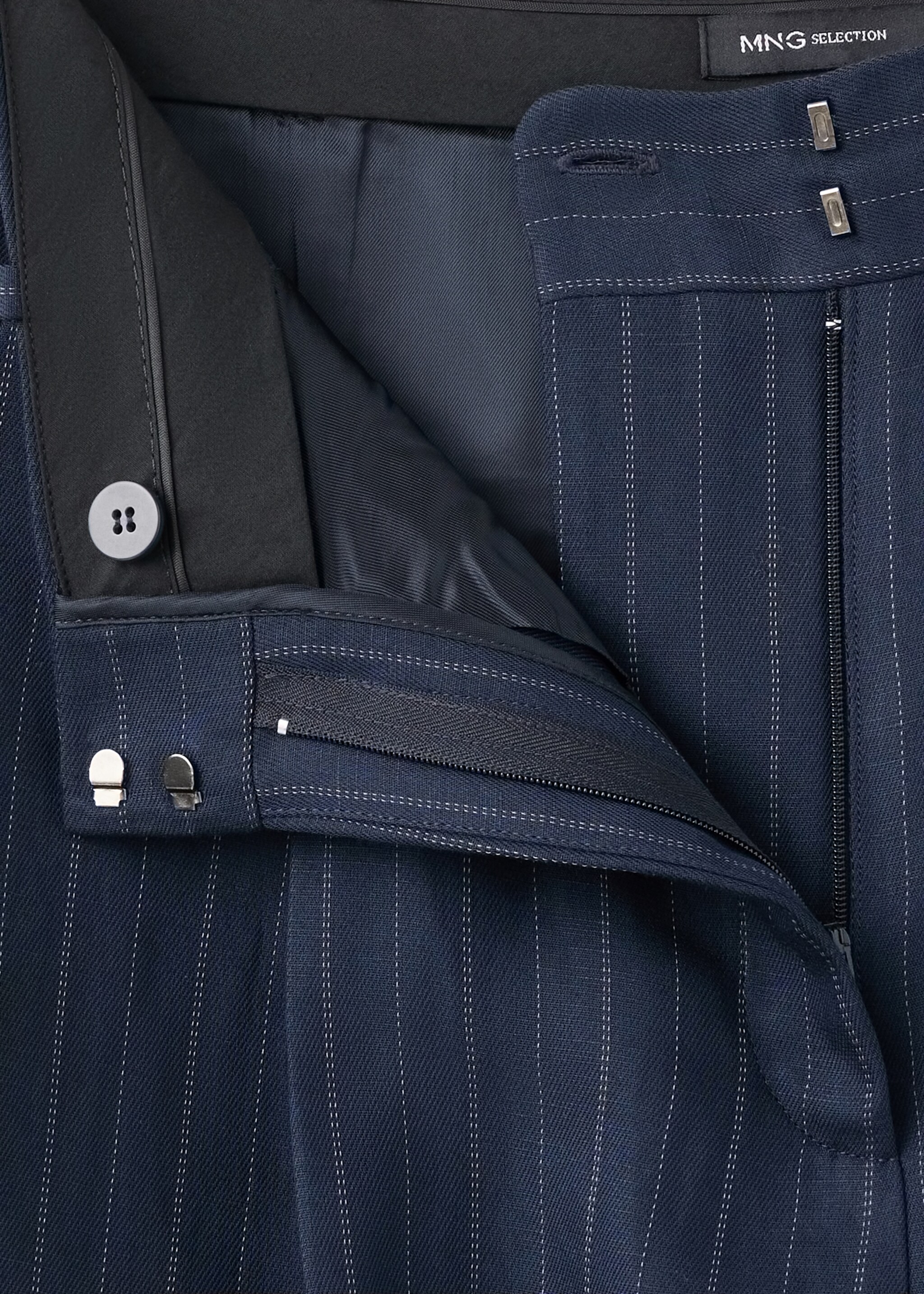 Pinstripe suit trousers - Details of the article 0, Navy. Ref: 27017802-00.