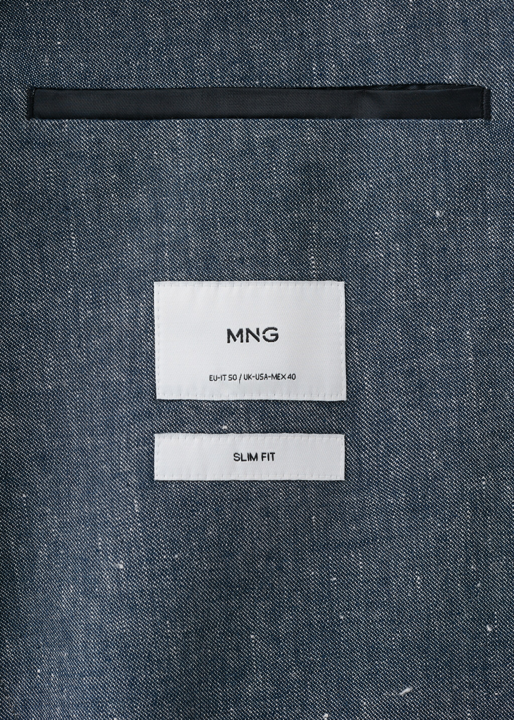 Slim fit linen cotton-blend blazer - Details of the article 0, Indigo Blue. Ref: 27017892-00.