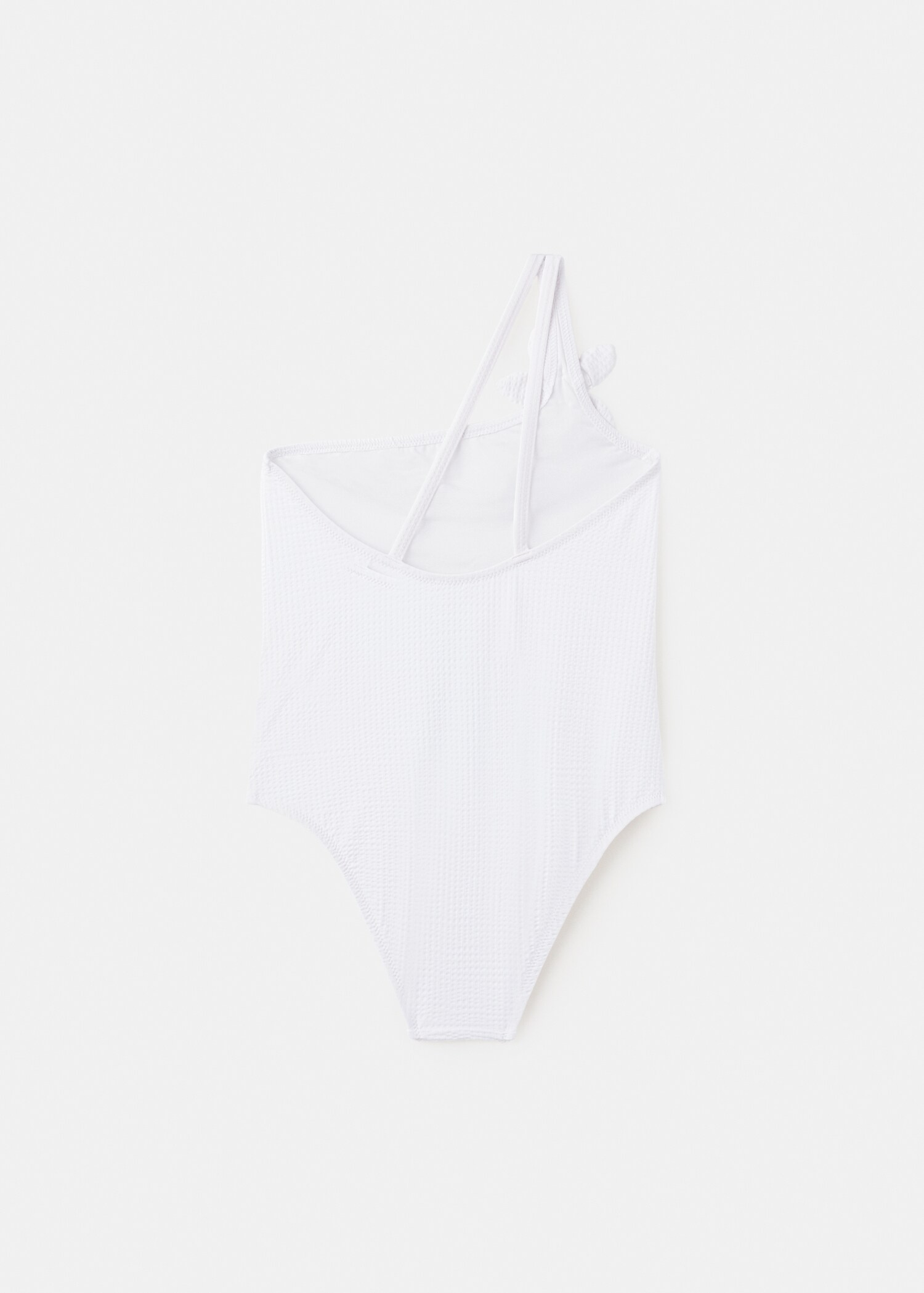 Asymmetric swimsuit with raised flower - Reverse of the article
