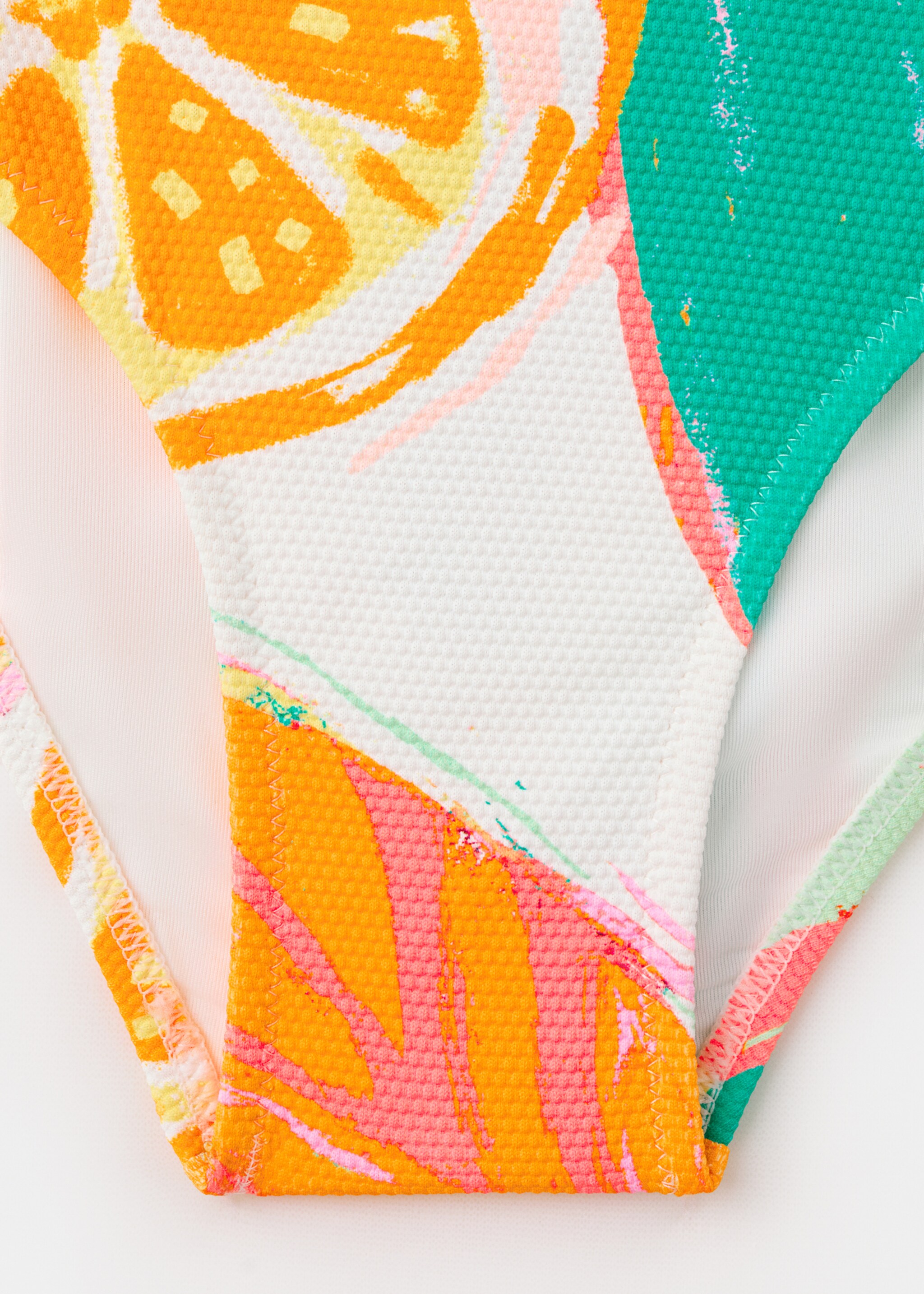 Printed swimsuit with side openings - Details of the article 0, White. Ref: 27017900-00.