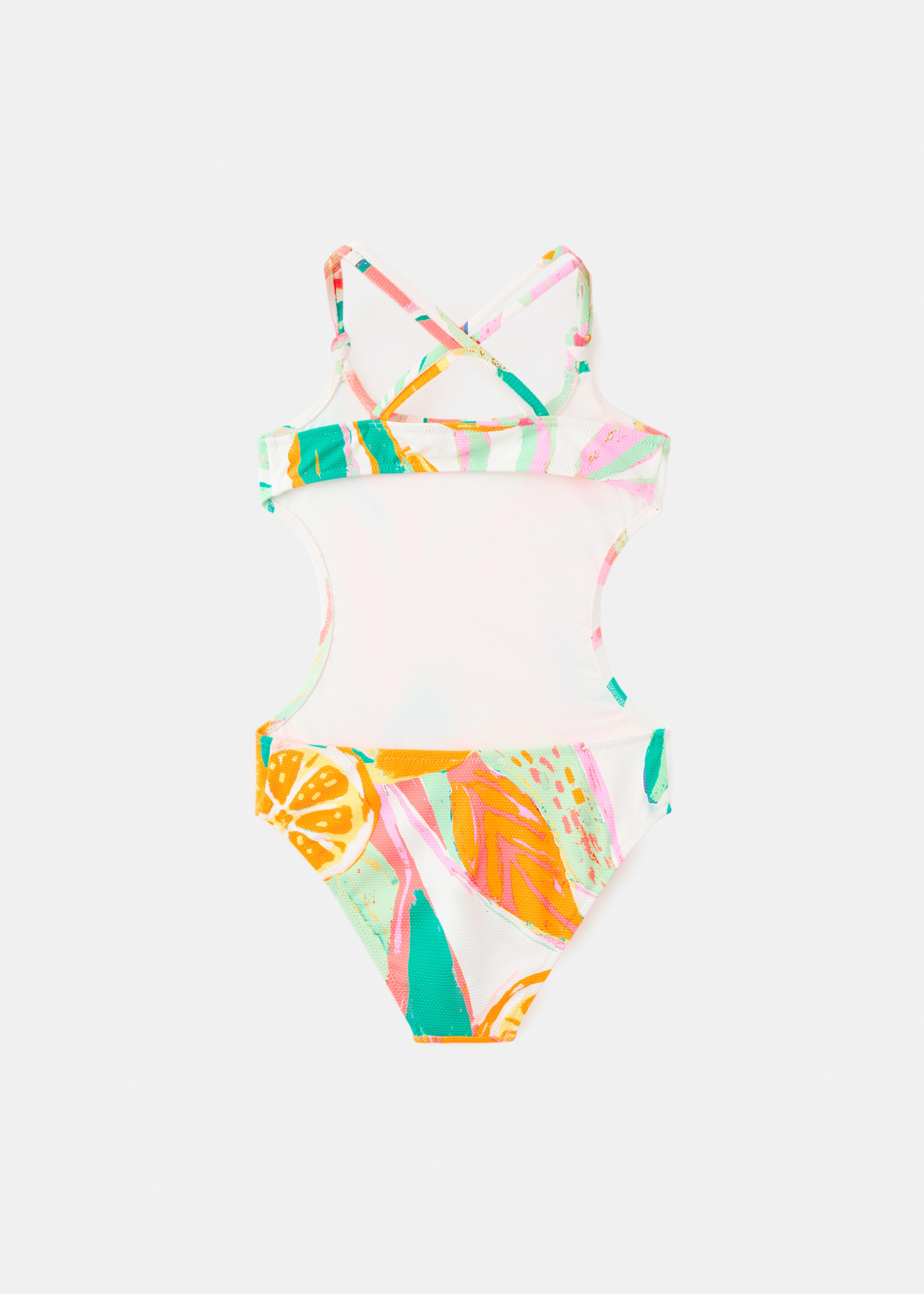 Printed swimsuit with side openings - Reverse of the article, White. Ref: 27017900-00.