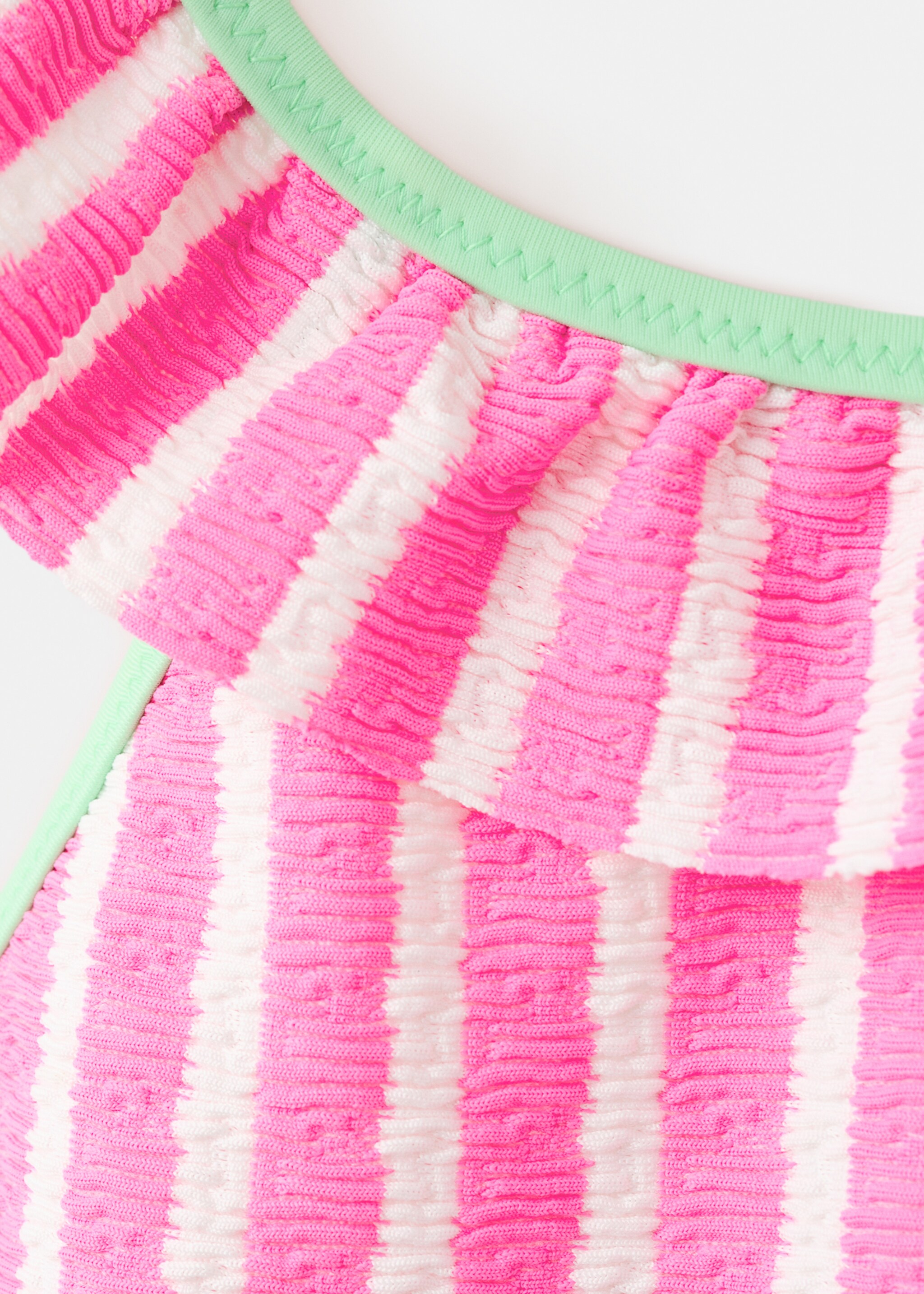 Ruffle striped swimsuit - Details of the article 8, Pink. Ref: 27017902-00.