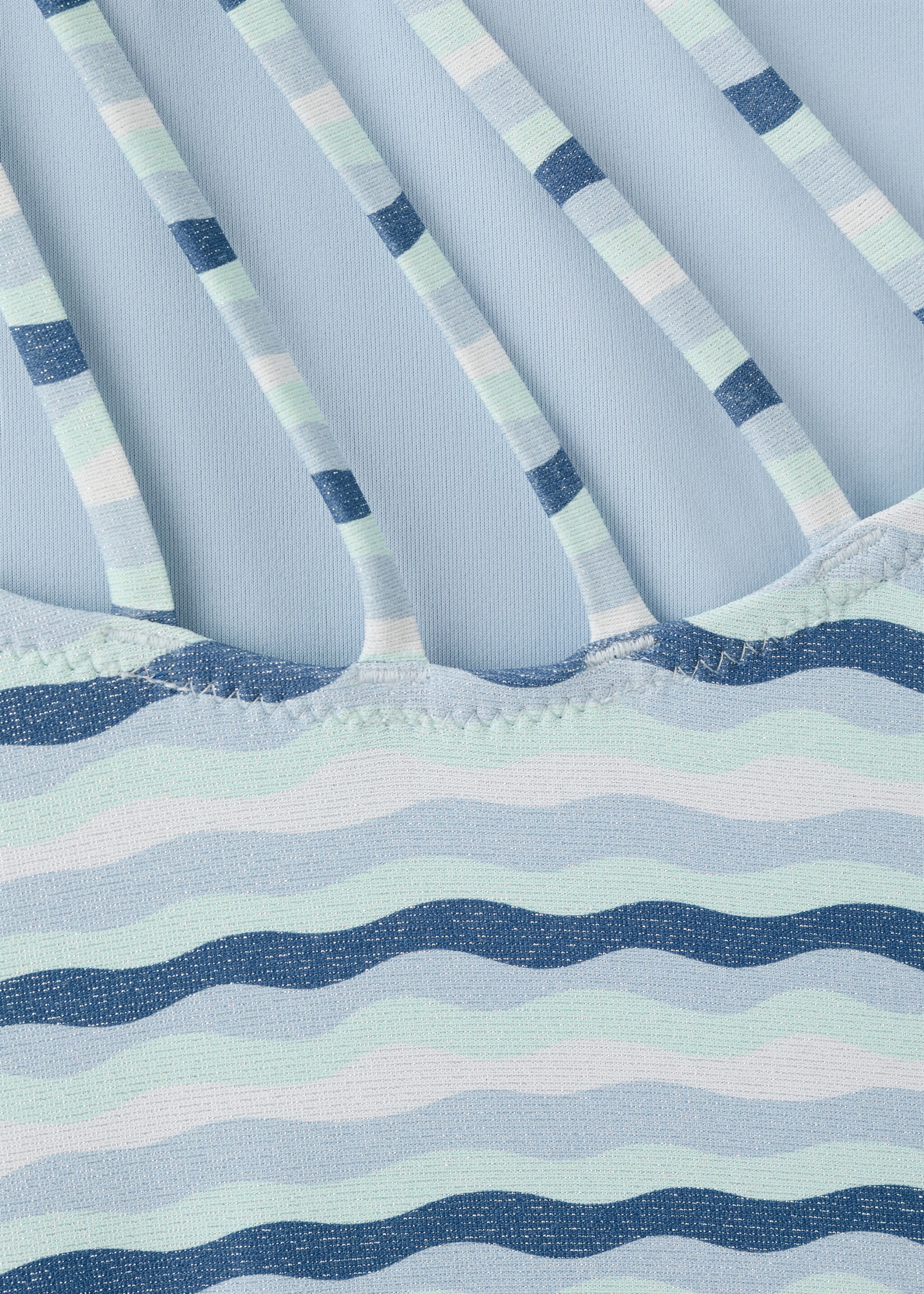 Asymmetric striped swimsuit - Details of the article 8, Blue. Ref: 27017903-00.