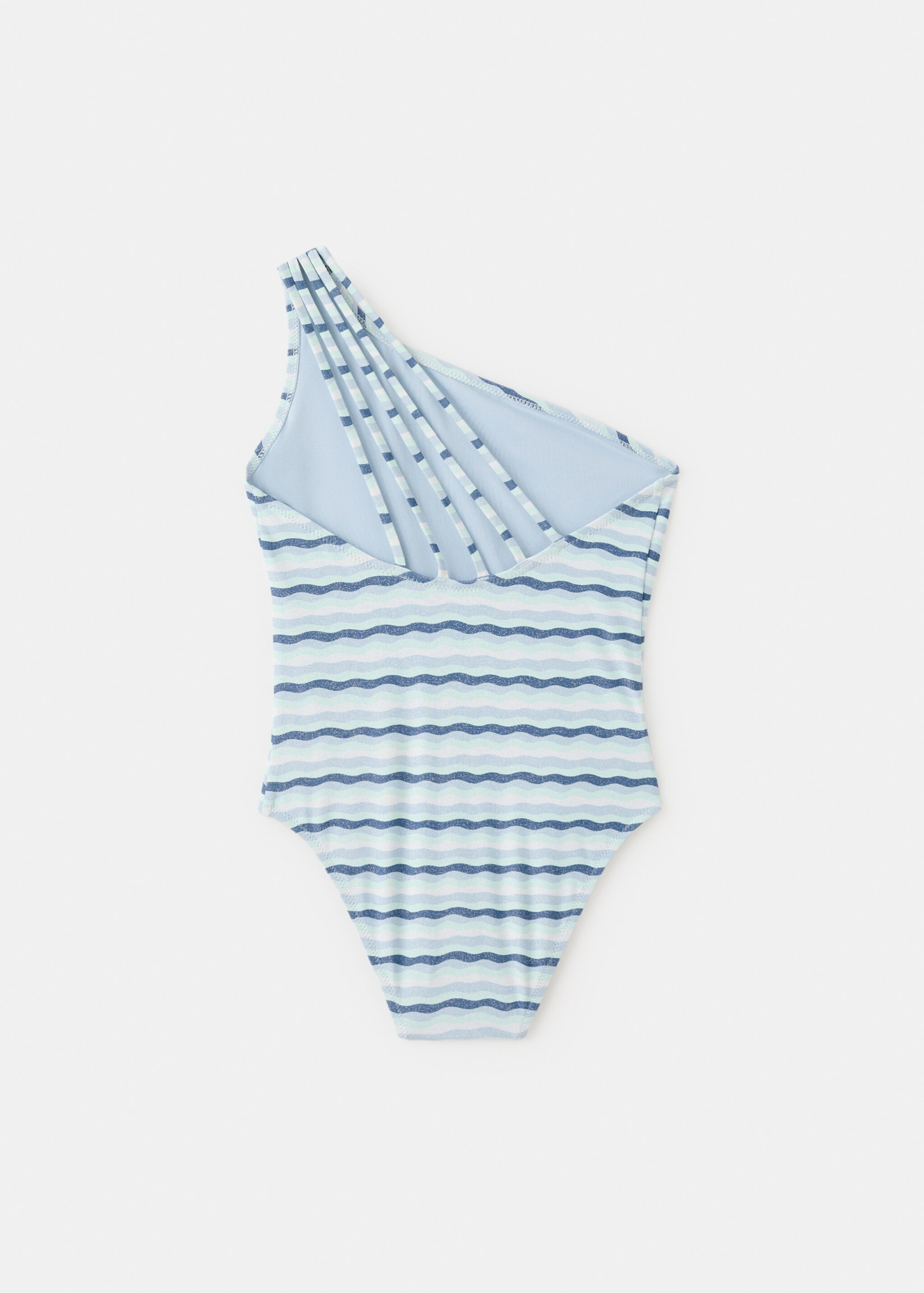 Asymmetric striped swimsuit - Reverse of the article, Blue. Ref: 27017903-00.