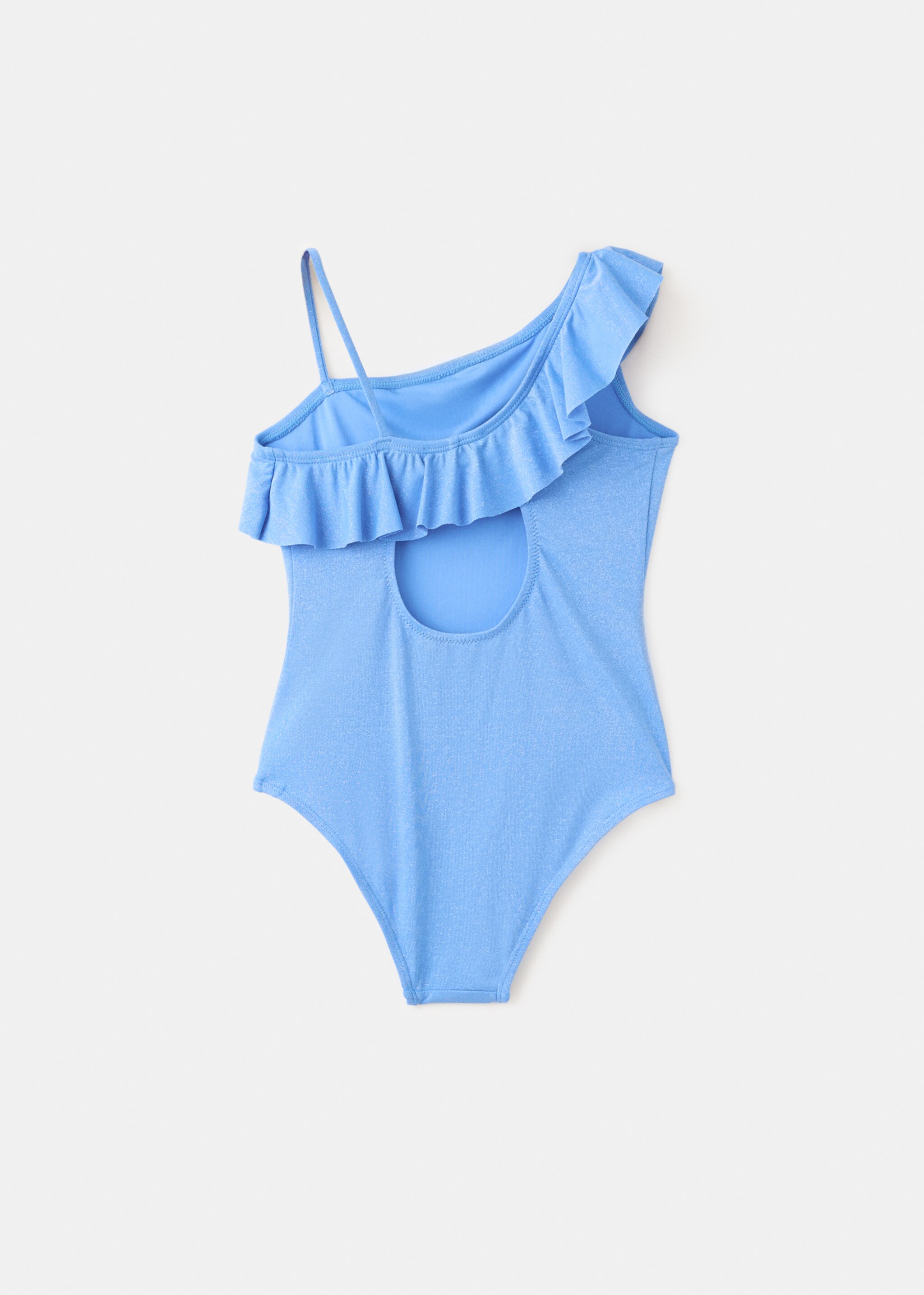 Asymmetric ruffle swimsuit - Reverse of the article, Blue. Ref: 27017904-00.