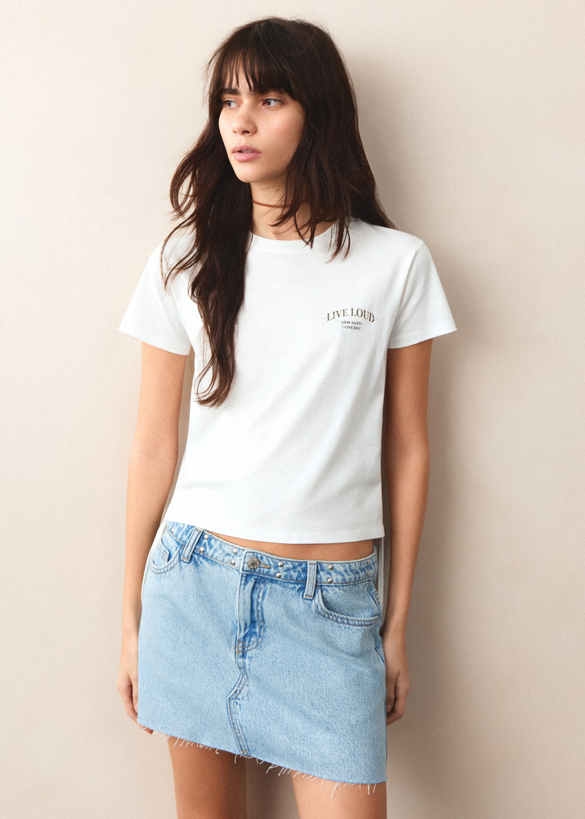 Printed cotton T-shirt with ties - Medium plane, Off White. Ref: 27017909-00.