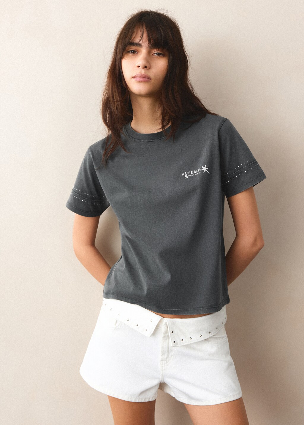 T-shirt Fille MNG Bleu Coton Taille 11-12 Ans - Manches Courtes - Occasion