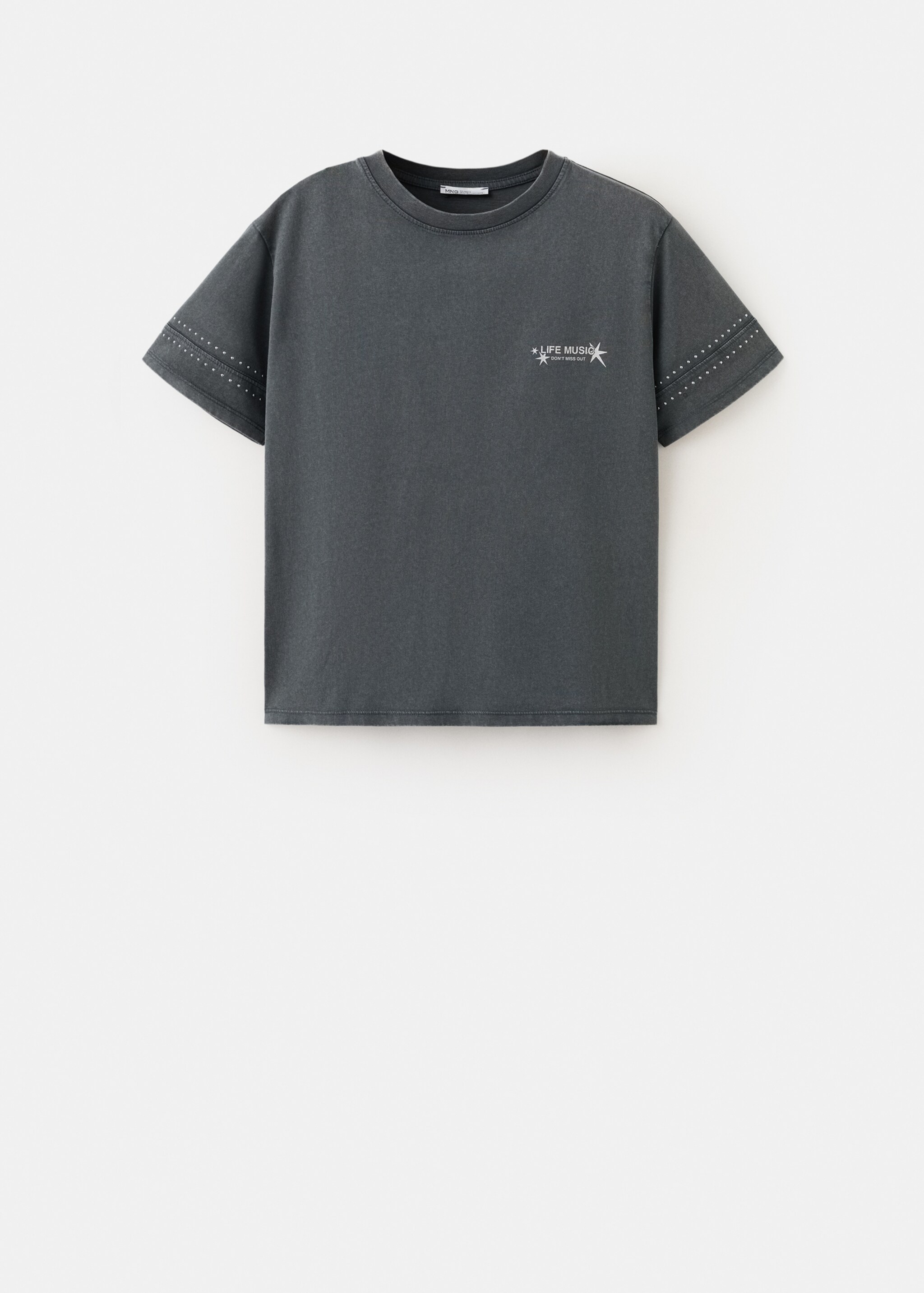 T-shirt imprimé strass - Article sans modèle, Gris anthracite. Ref: 27017910-00.