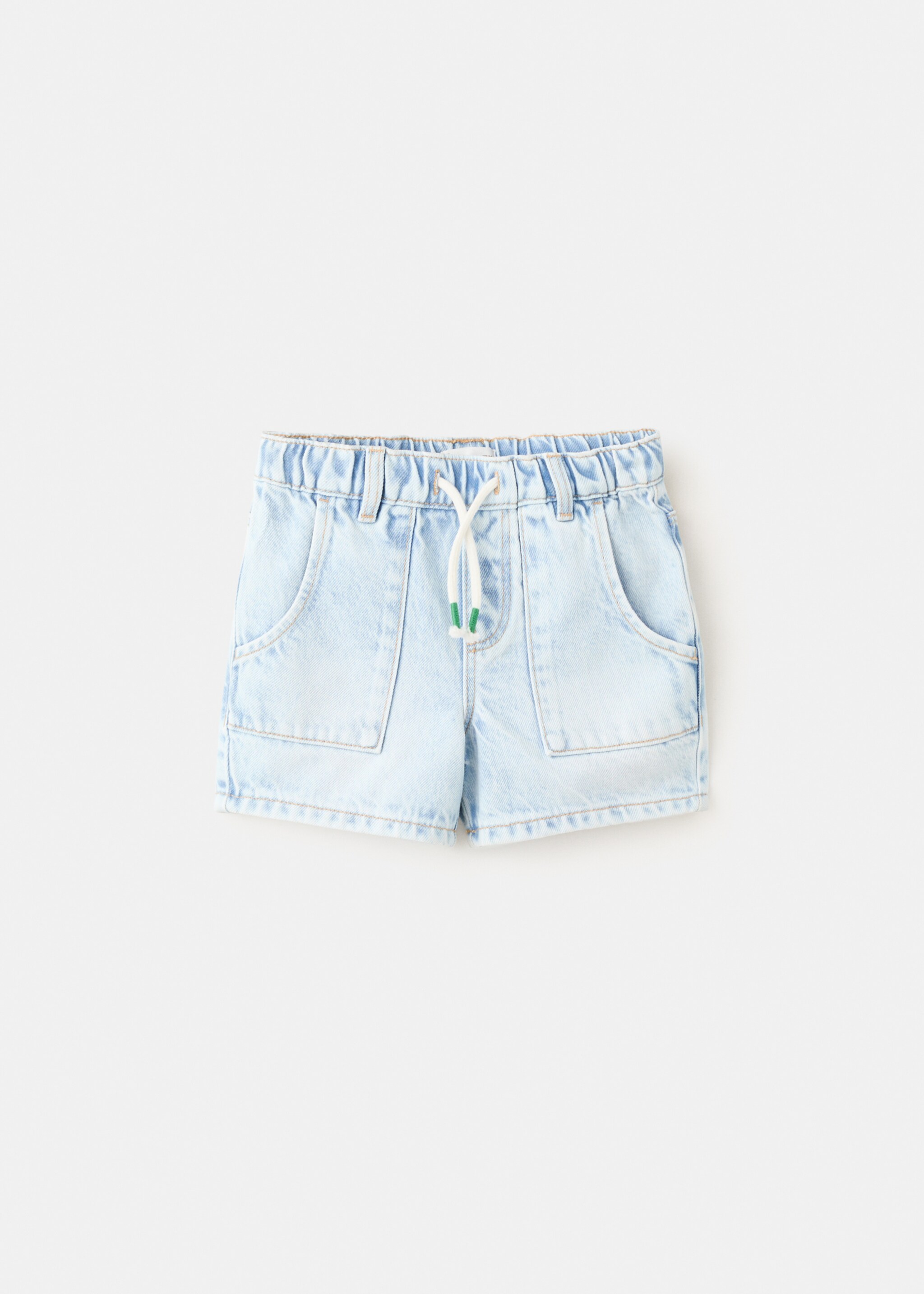 Denim bermuda shorts with drawstring - Article without model, Light Blue. Ref: 27017911-00.