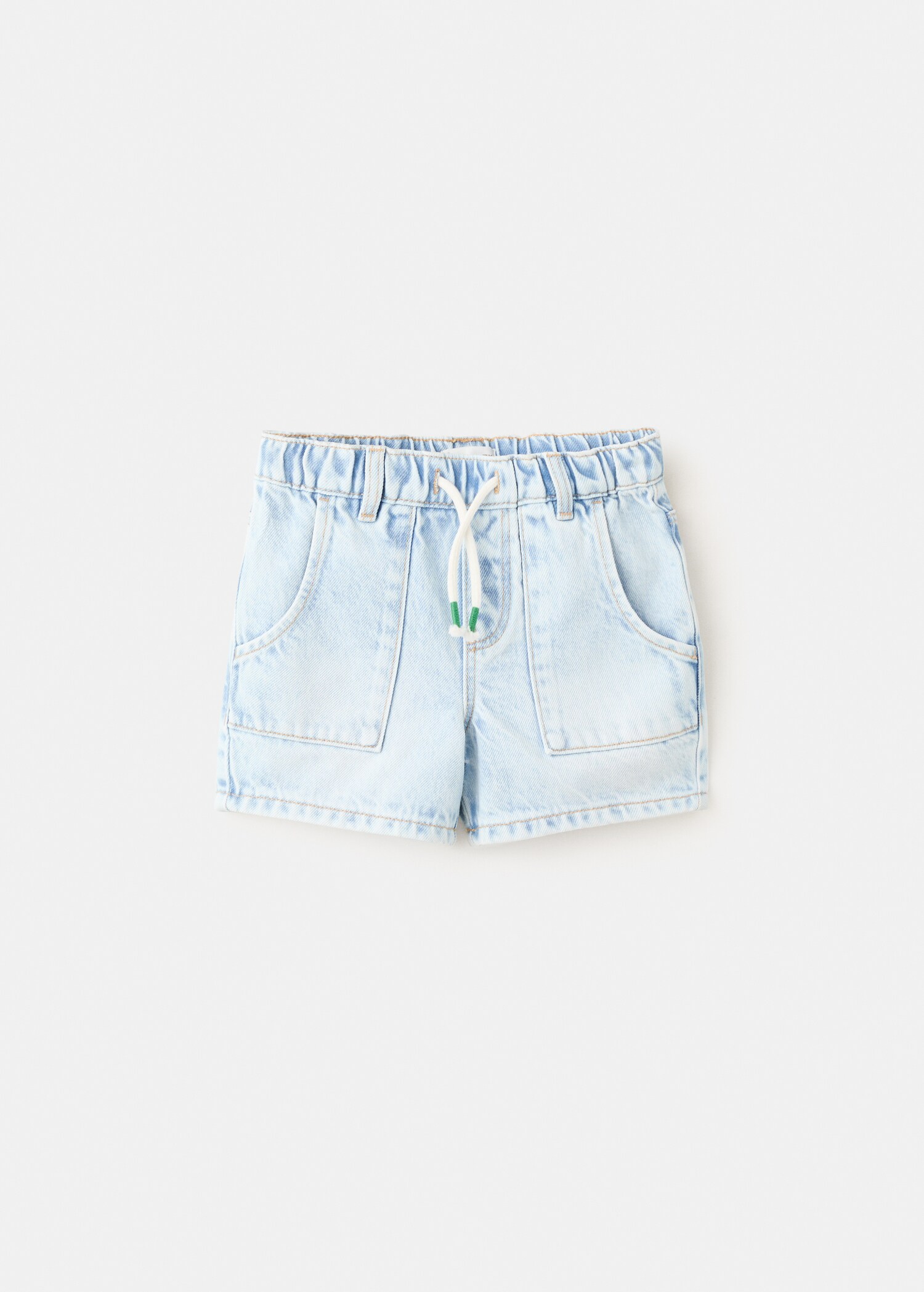 Denim bermuda shorts with drawstring - Article without model