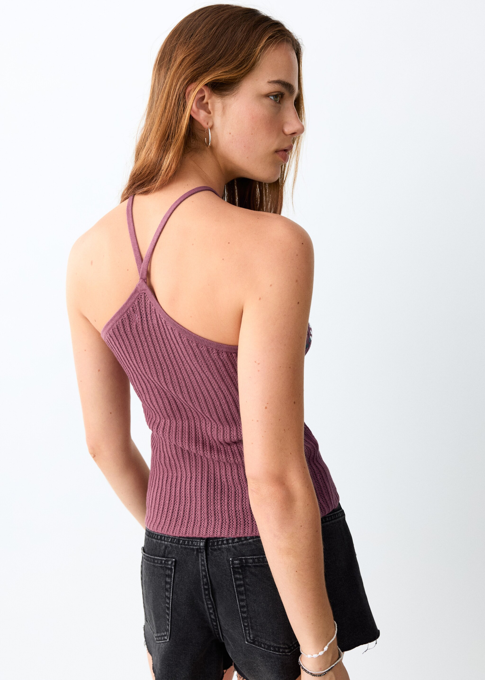 Top emmanchures américaines sequins - Verso de l’article, Rose. Ref: 27017913-00.