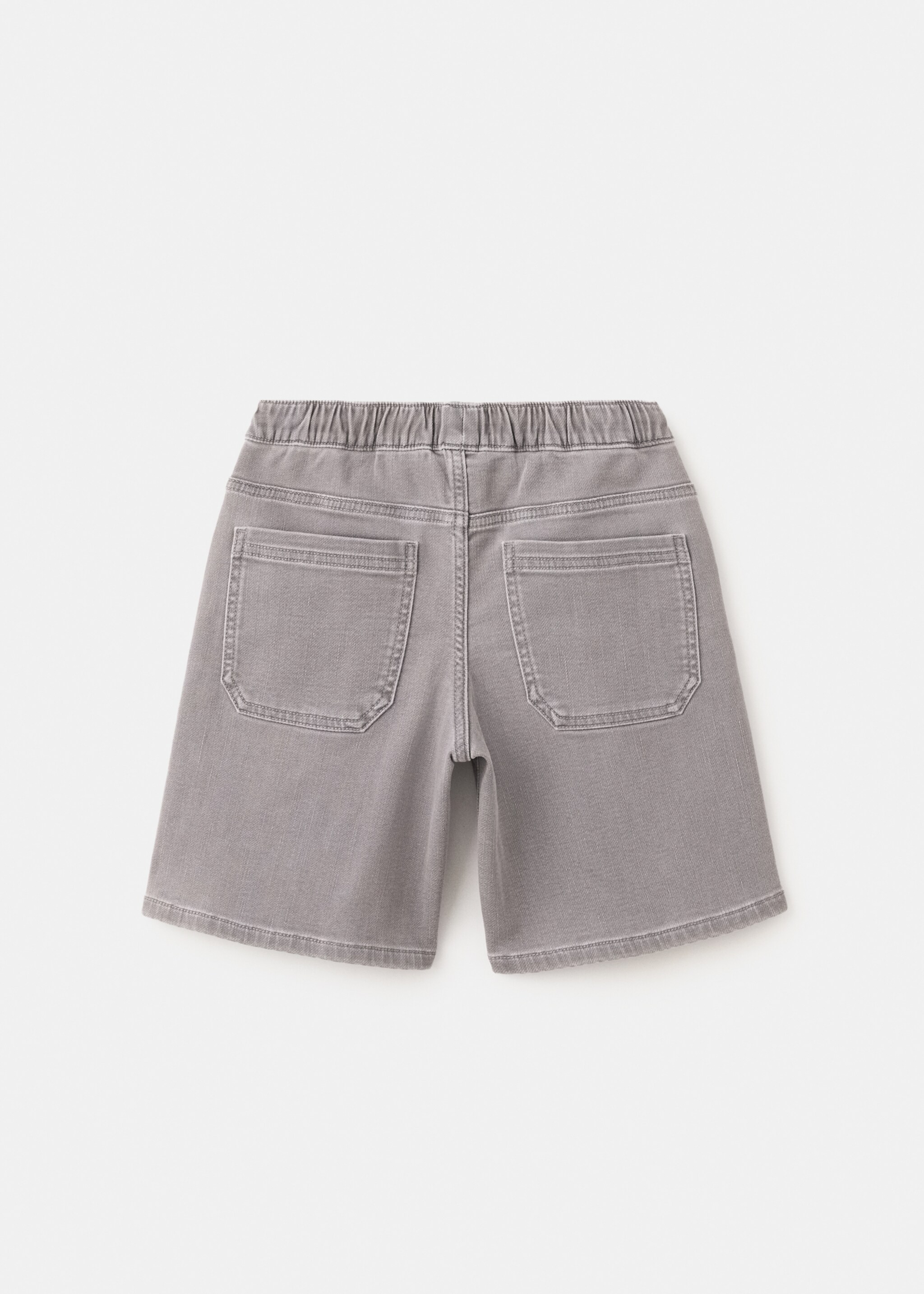 Denim shorts with an elasticated waistband - Reverse of the article, Denim Grey. Ref: 27017914-00.