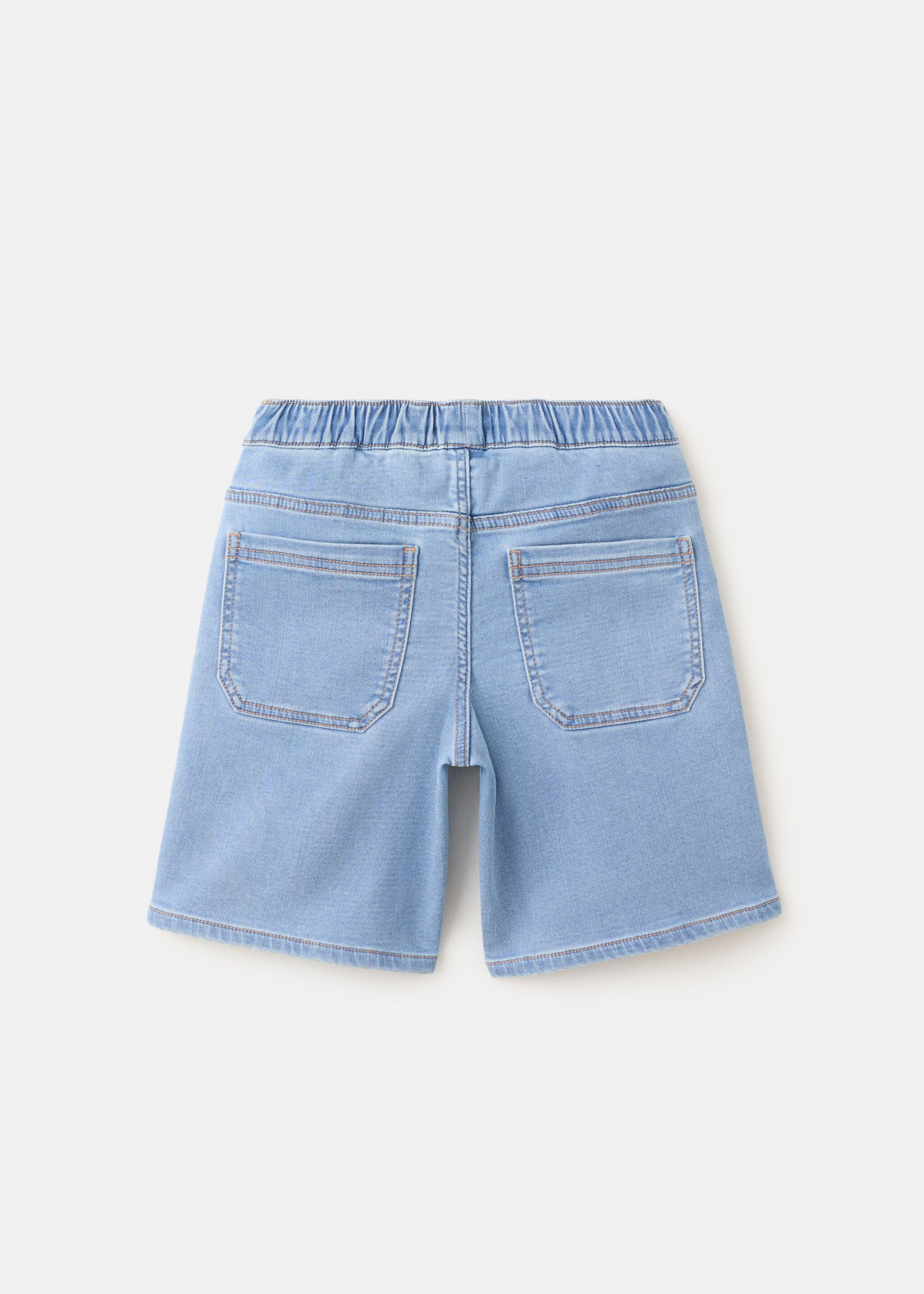 Elastic waist denim Bermuda shorts - Reverse of the article, Medium Blue. Ref: 27017914-00.
