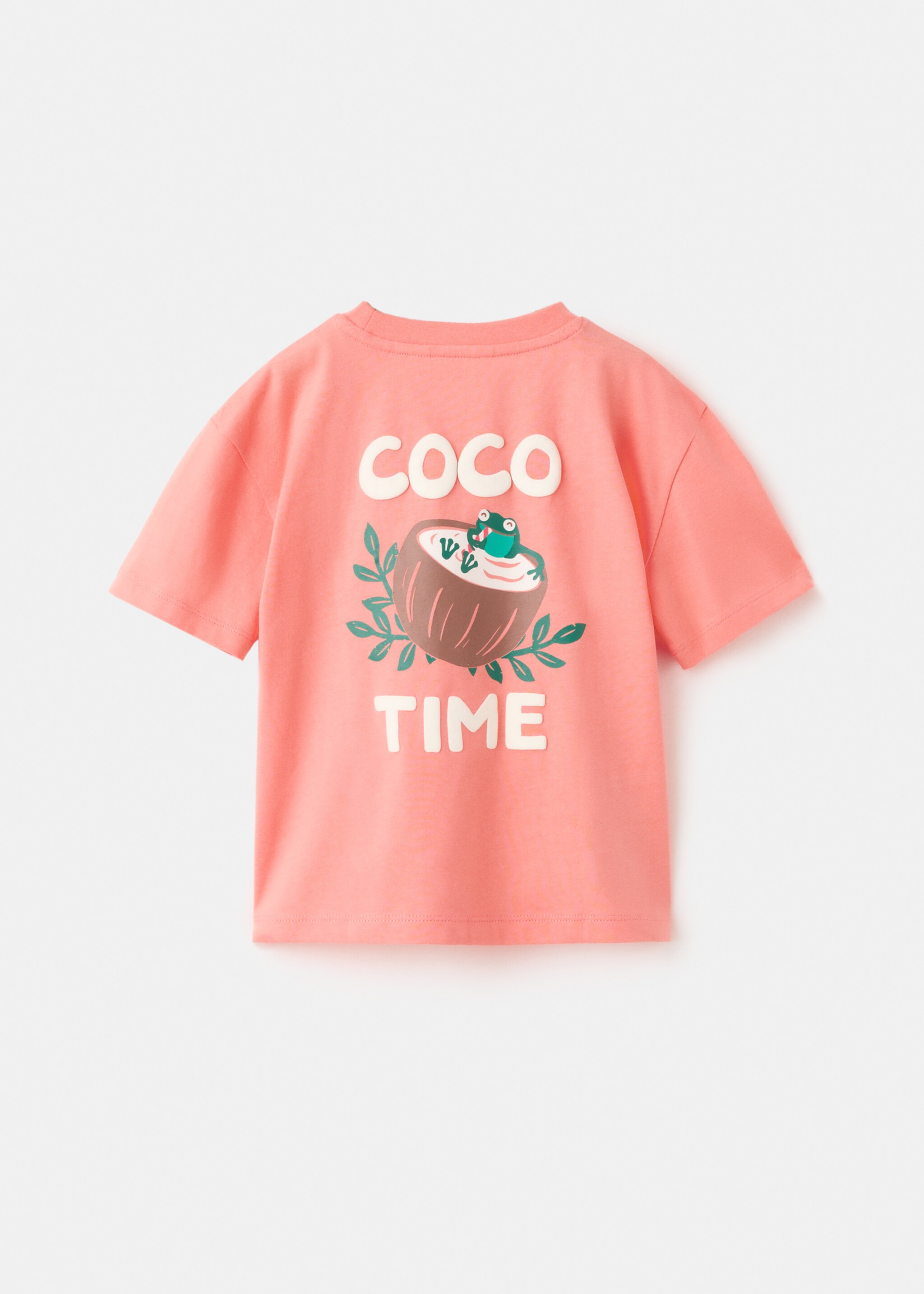 Printed cotton-blend t-shirt - Reverse of the article, Grapefruit. Ref: 27017915-00.