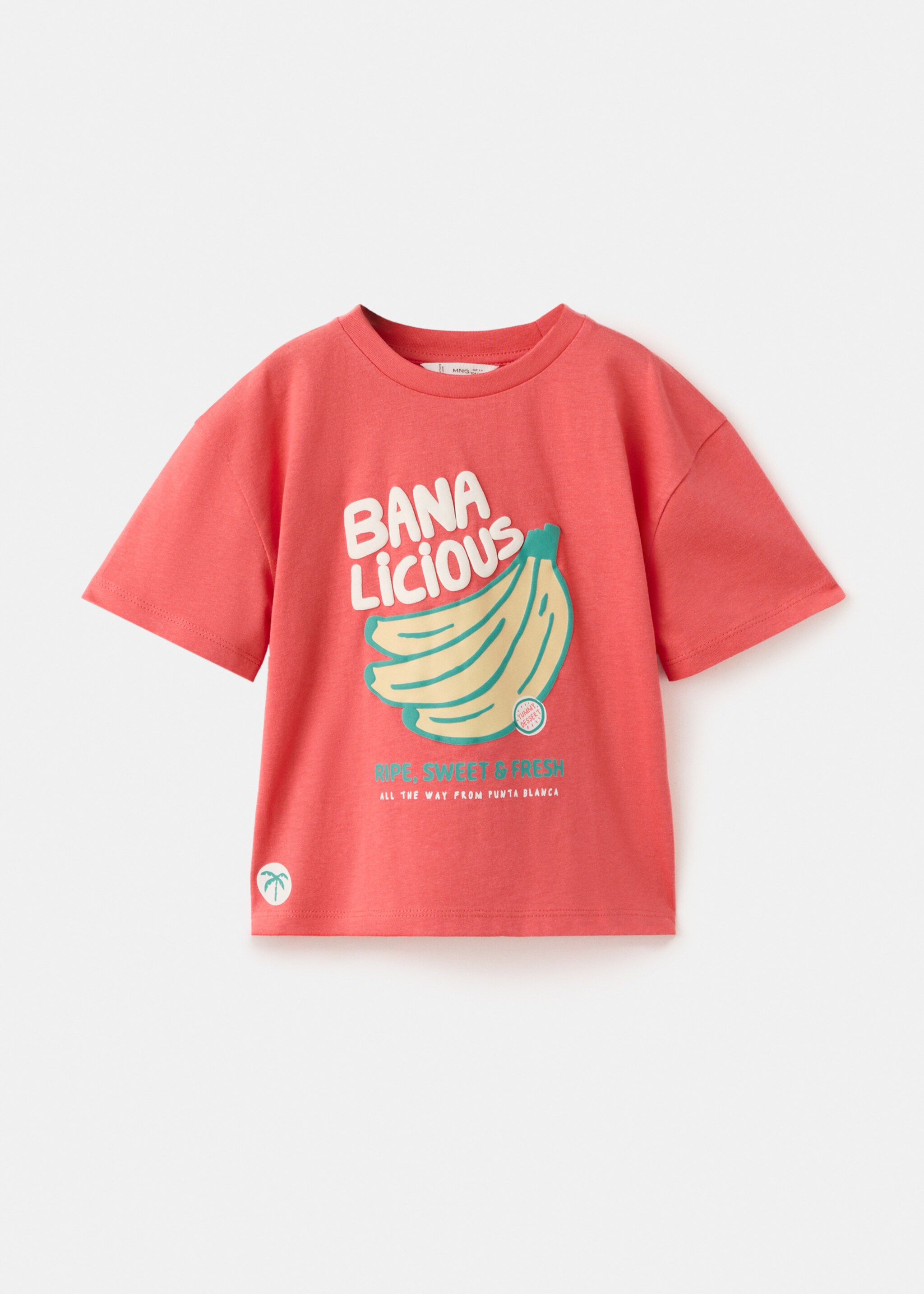 Printed cotton-blend t-shirt - Article without model, Coral Red. Ref: 27017916-00.