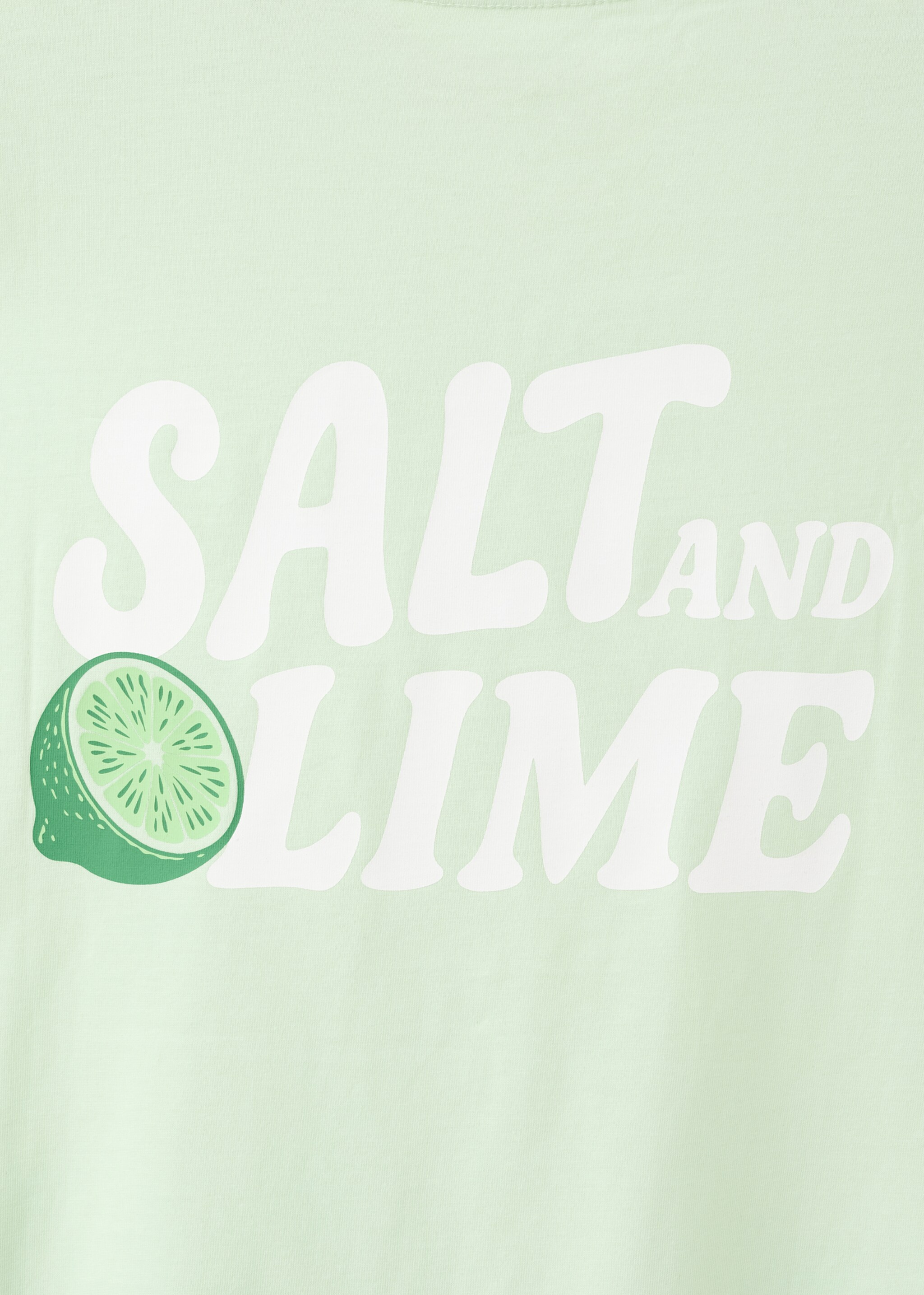 Printed cotton-blend t-shirt - Details of the article 8, Lime. Ref: 27017937-00.