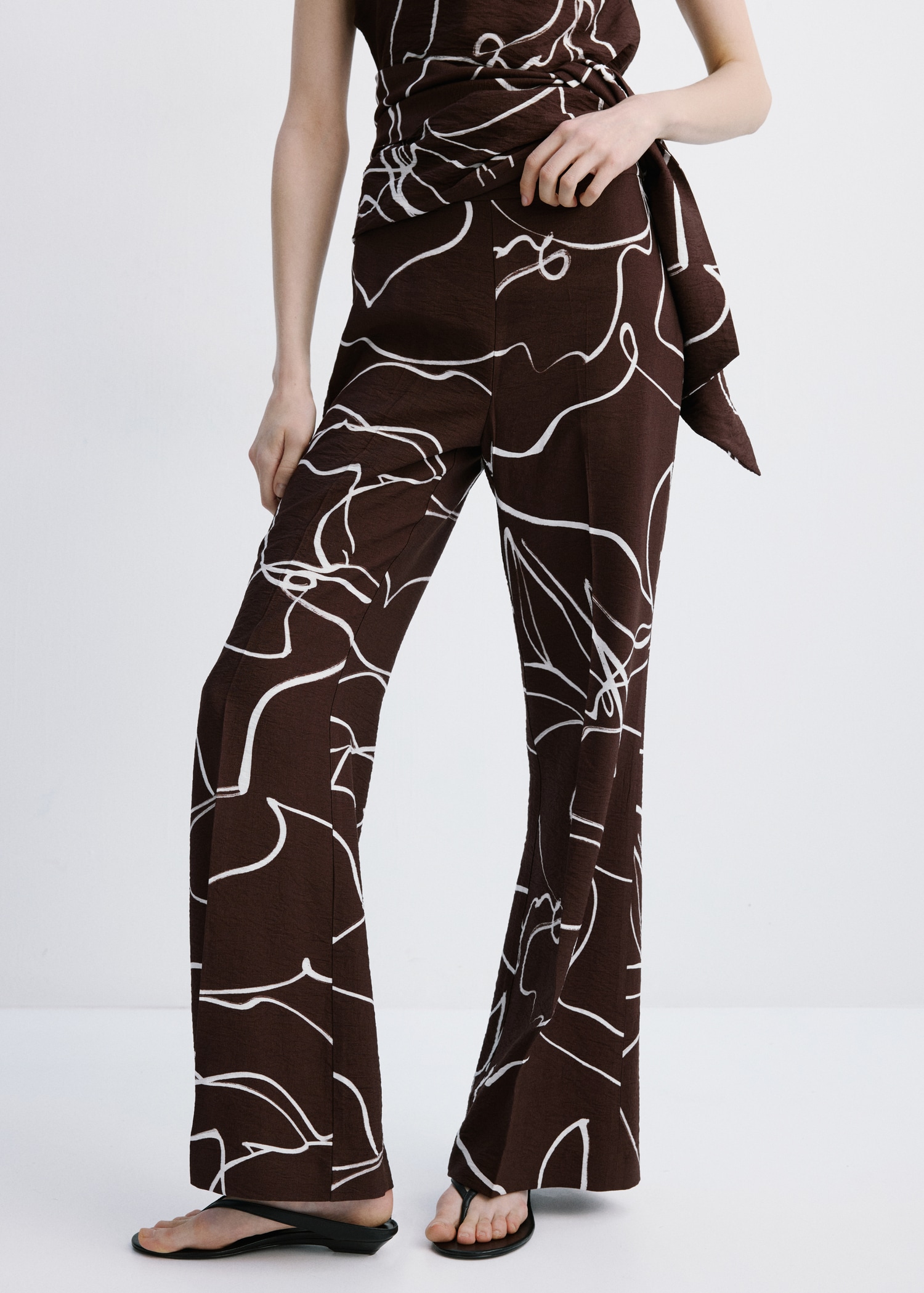 Wide leg printed trousers - Medium plane