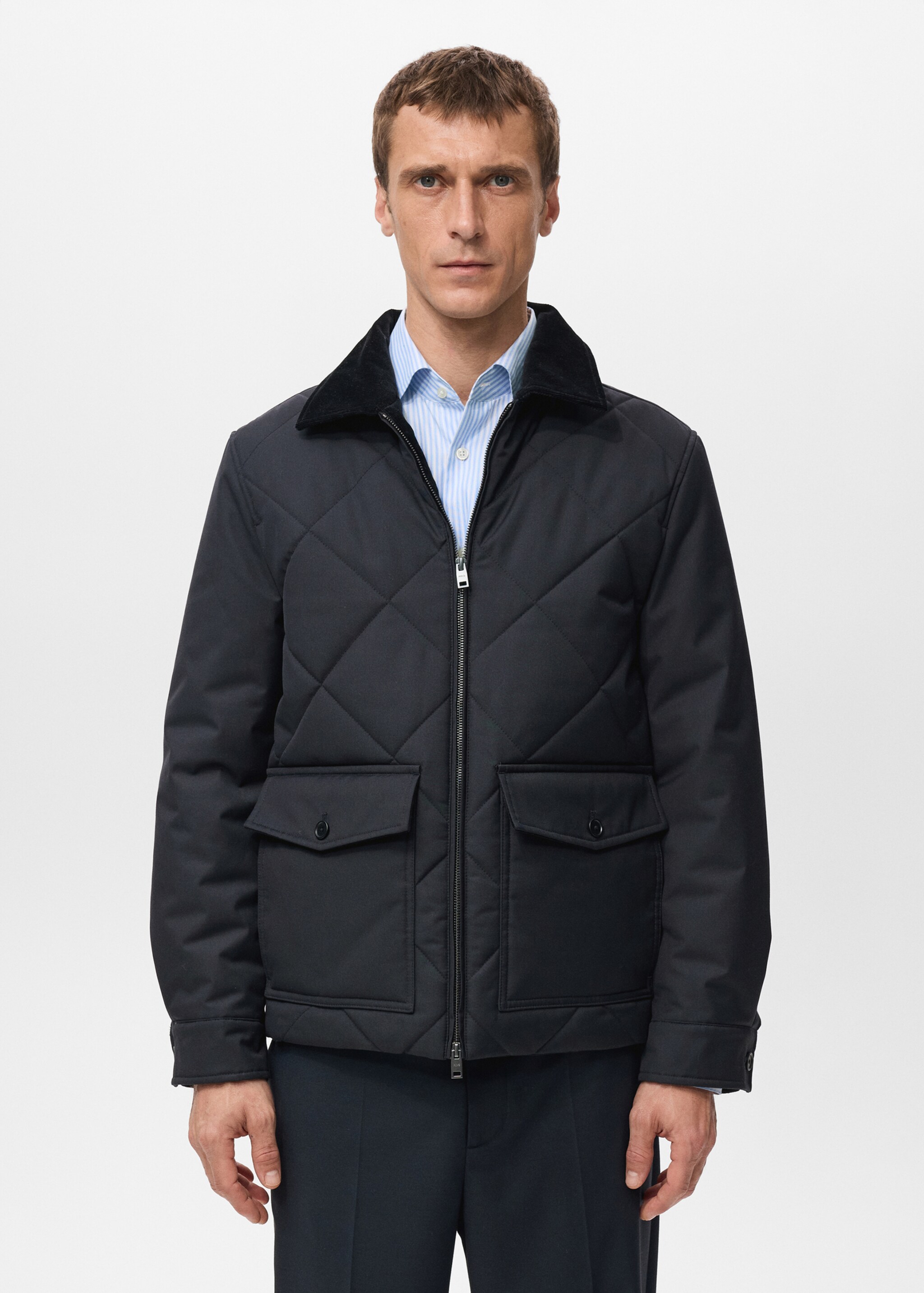 Quilted water repellent jacket - Medium plane, Night Blue. Ref: 27021180-00.