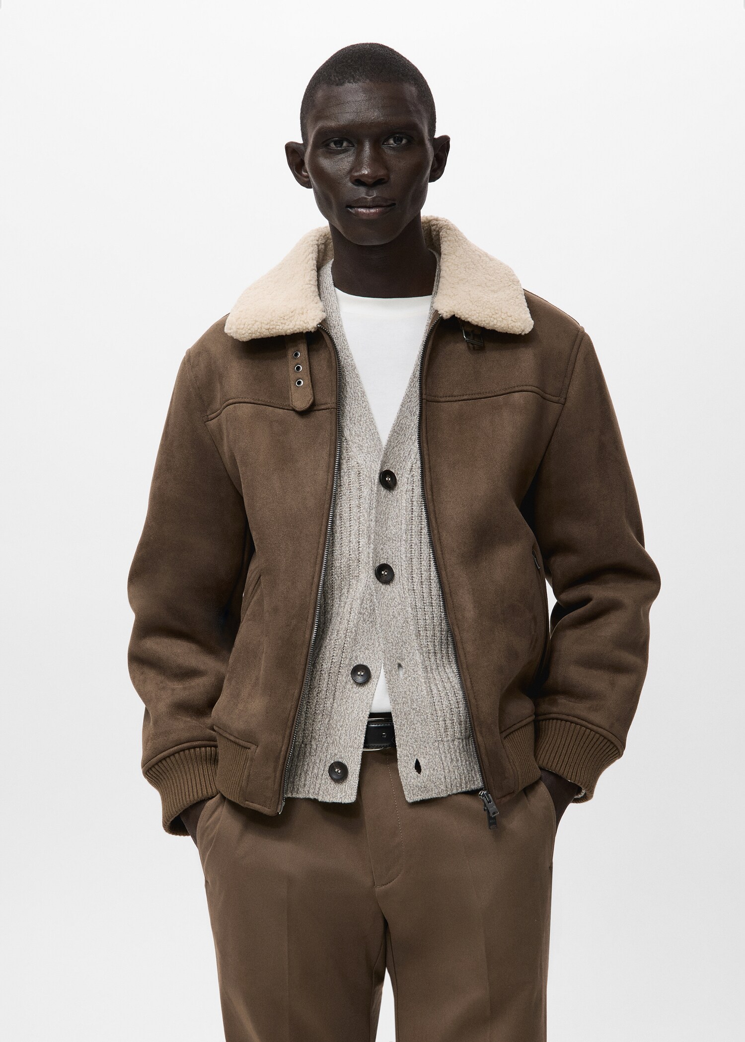 Faux-leather fleece jacket - Medium plane