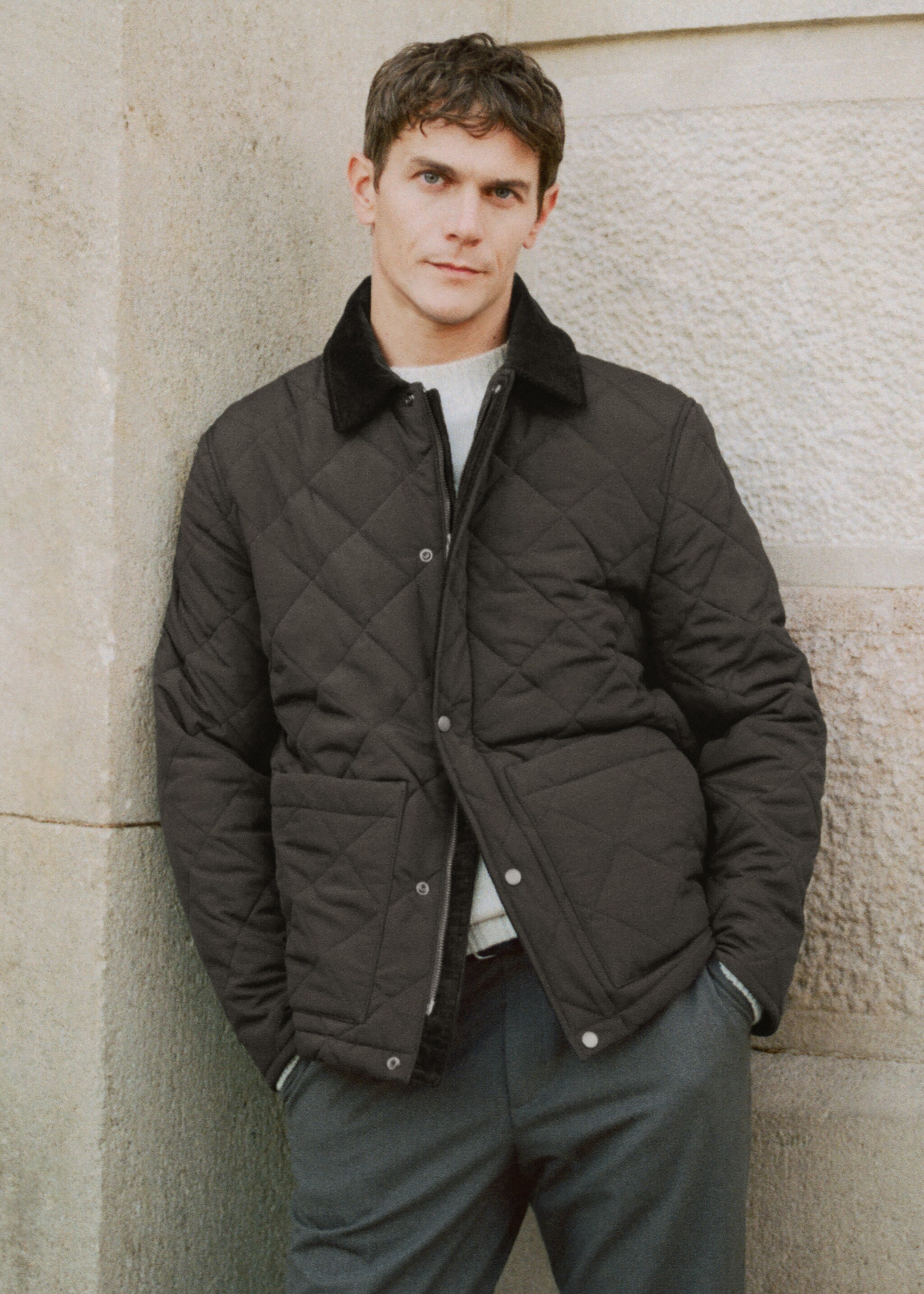 Quilted water repellent jacket - Details of the article 5, Khaki. Ref: 27021184-00.