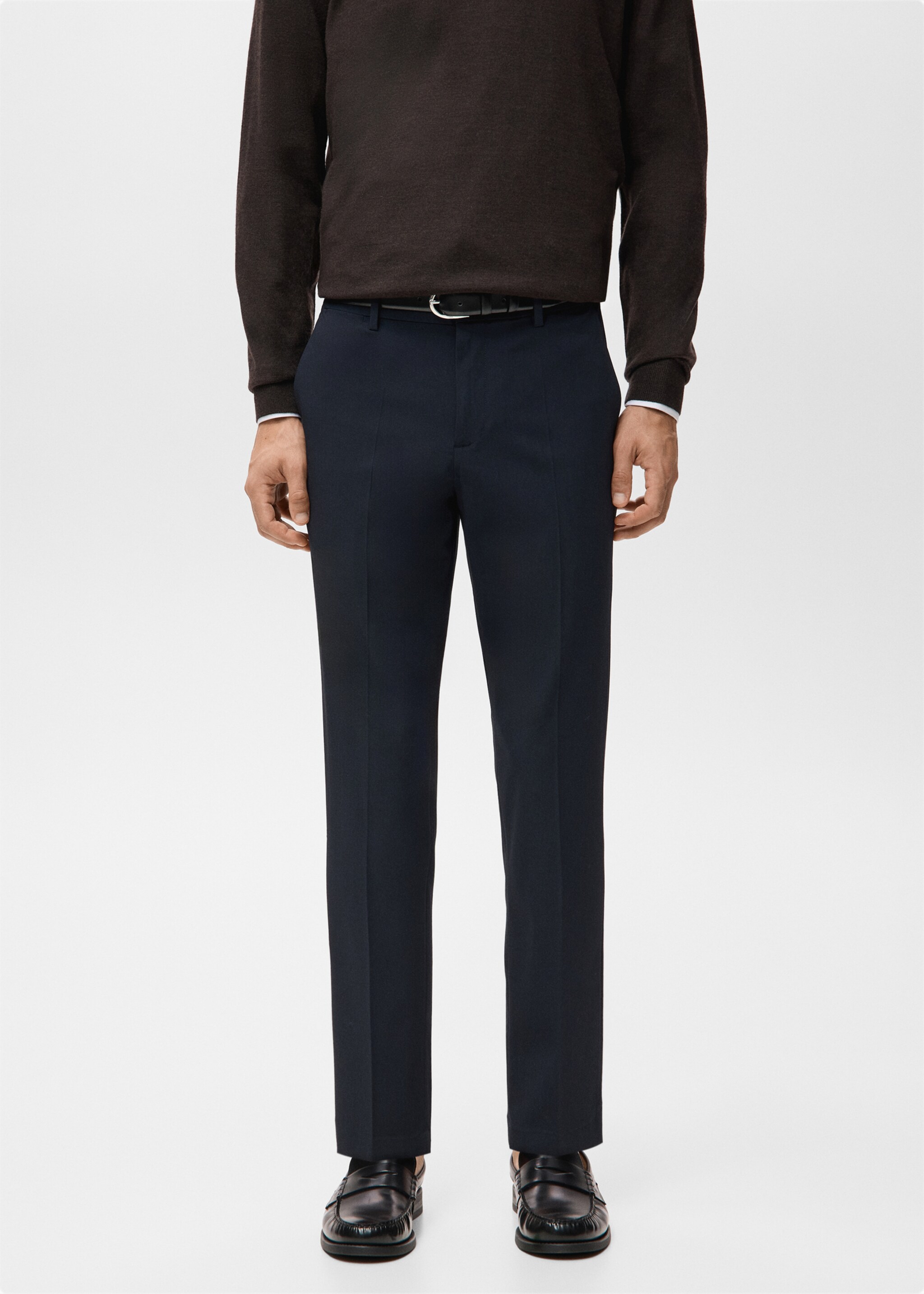 Bologna cropped slim-fit trousers - Medium plane, Navy. Ref: 27021190-00.