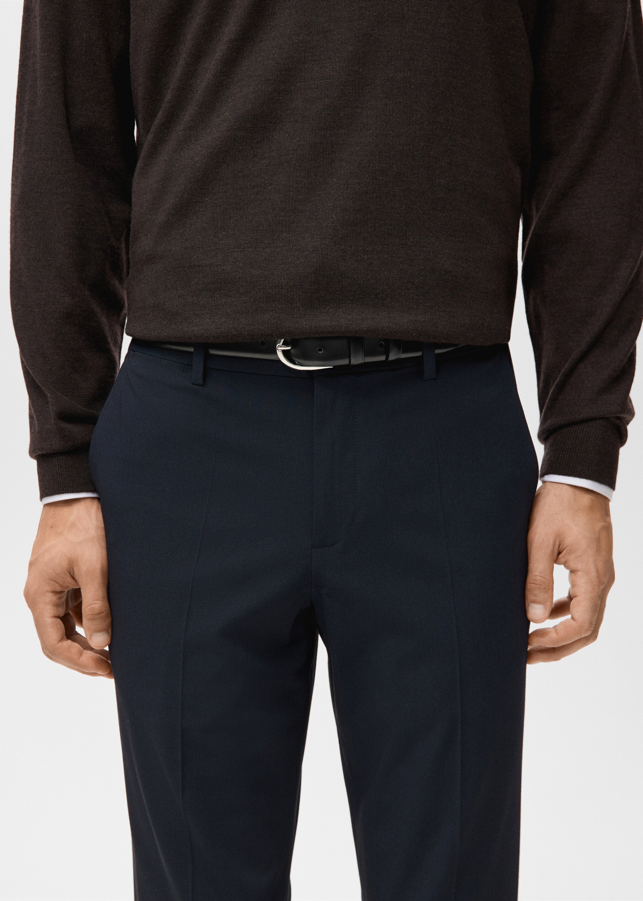 Bologna cropped slim-fit trousers - Details of the article 1, Navy. Ref: 27021190-00.