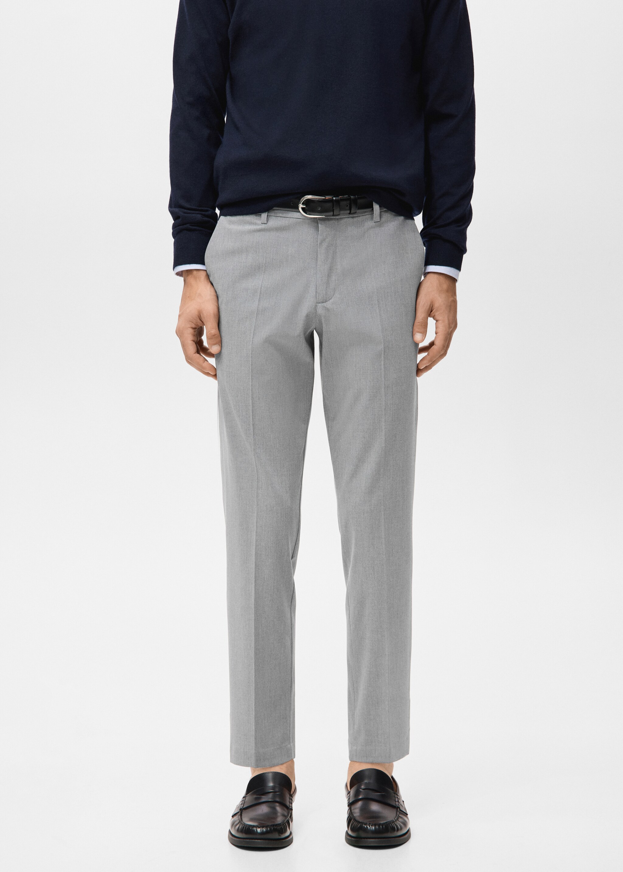 Bologna cropped slim-fit trousers - Medium plane, Light Heather Grey. Ref: 27021190-00.