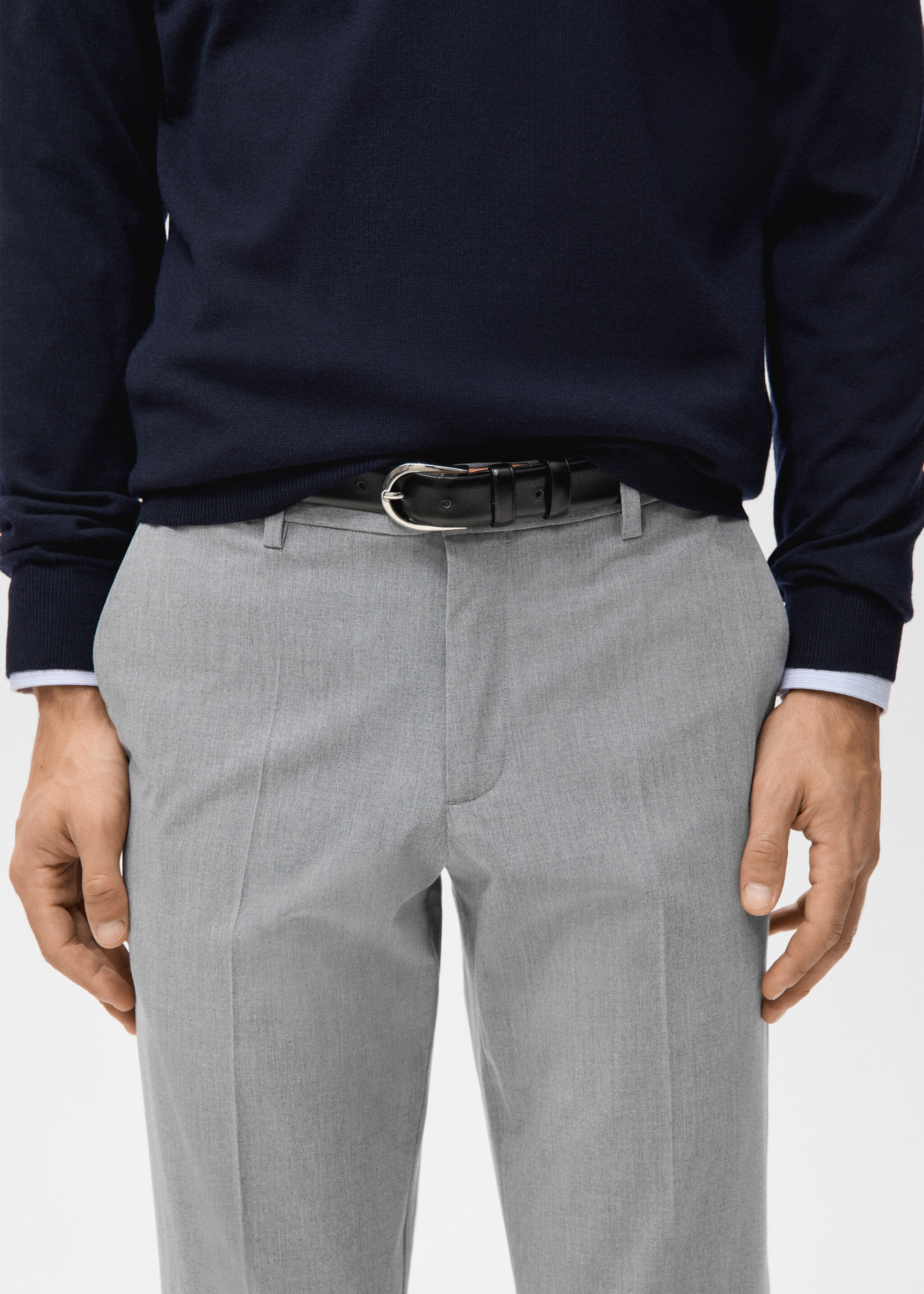 Bologna cropped slim-fit trousers - Details of the article 1, Light Heather Grey. Ref: 27021190-00.