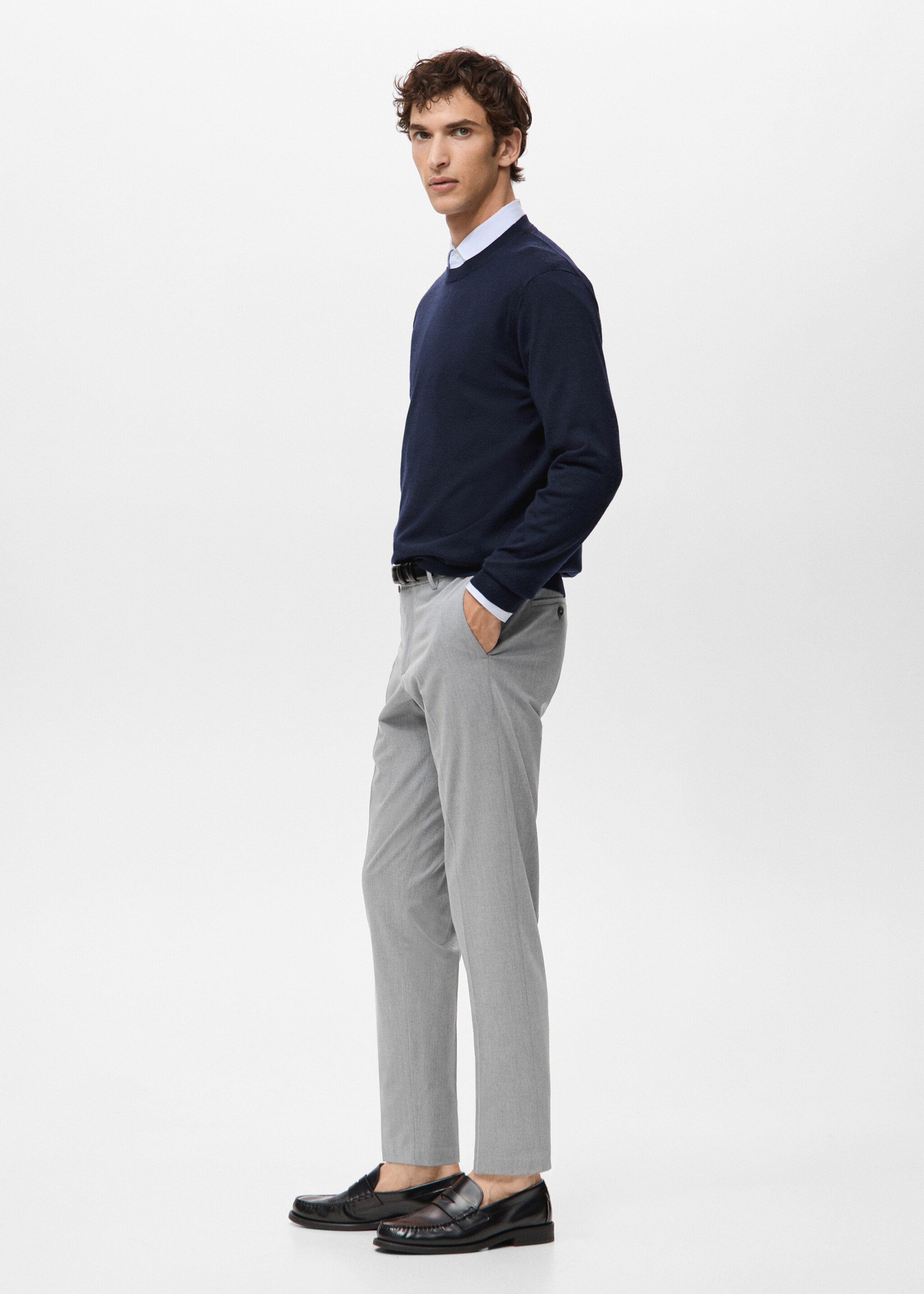 Bologna cropped slim-fit trousers - Details of the article 2, Light Heather Grey. Ref: 27021190-00.