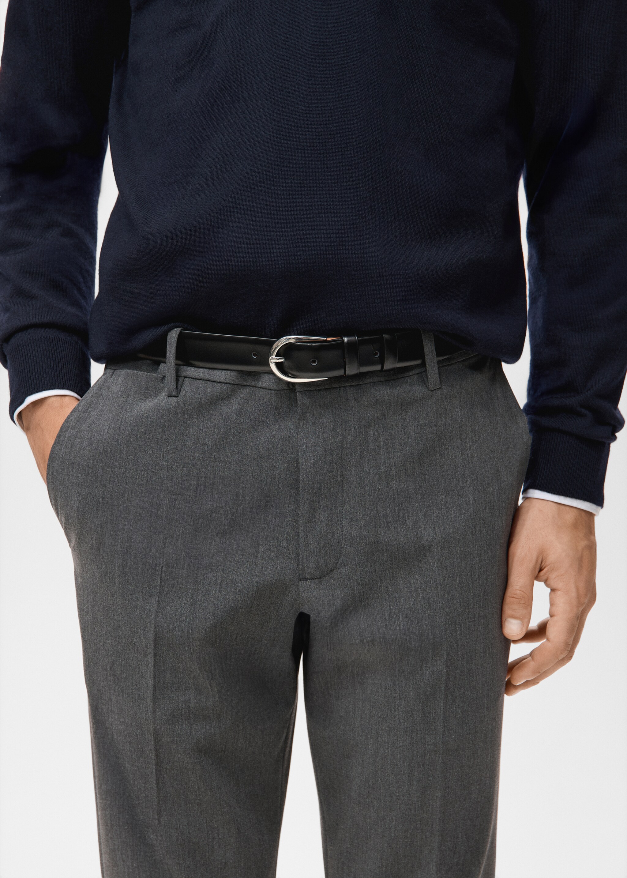 Bologna cropped slim-fit trousers - Details of the article 1, Grey. Ref: 27021190-00.