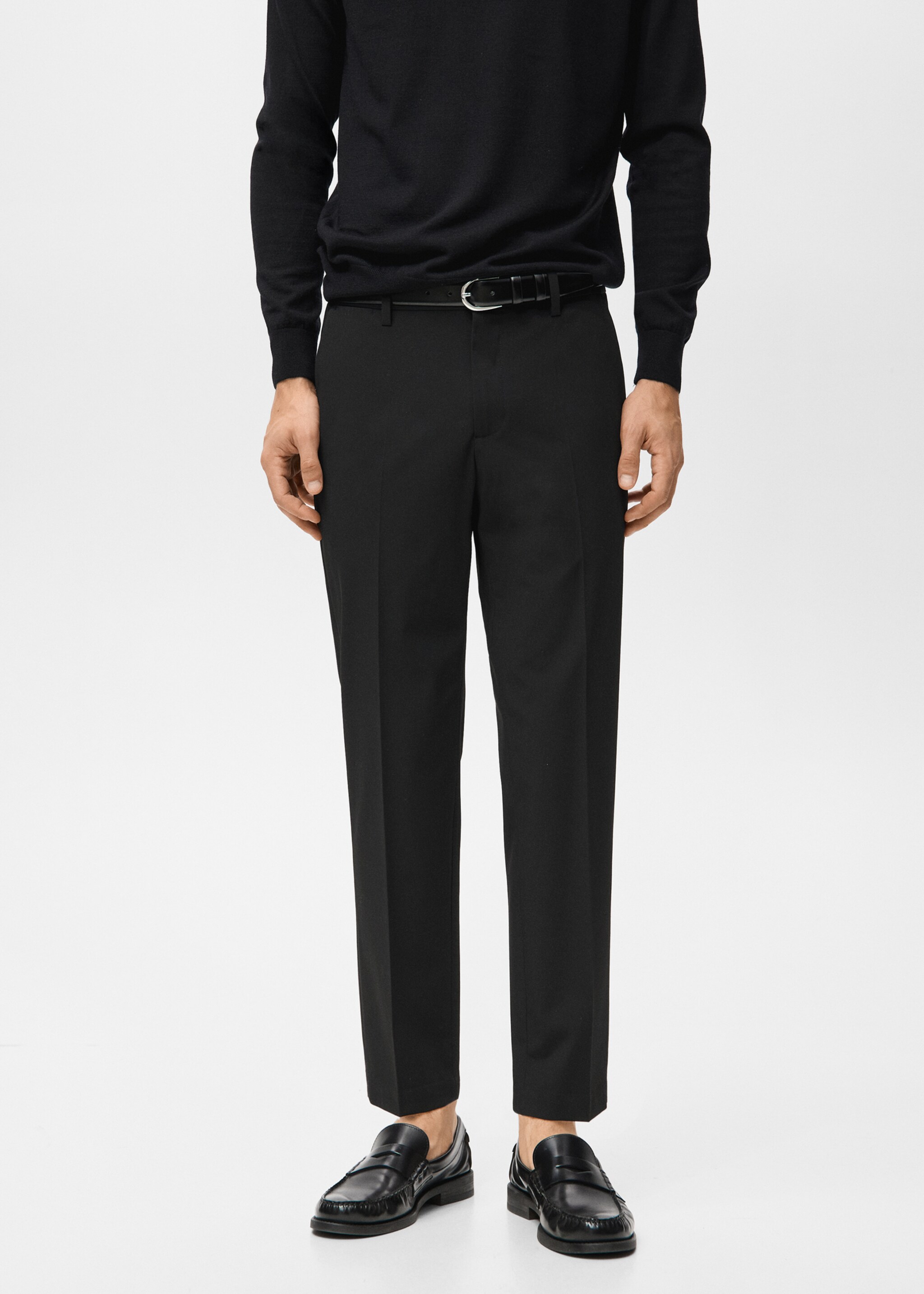 Bologna cropped slim-fit trousers - Medium plane, Black. Ref: 27021190-00.