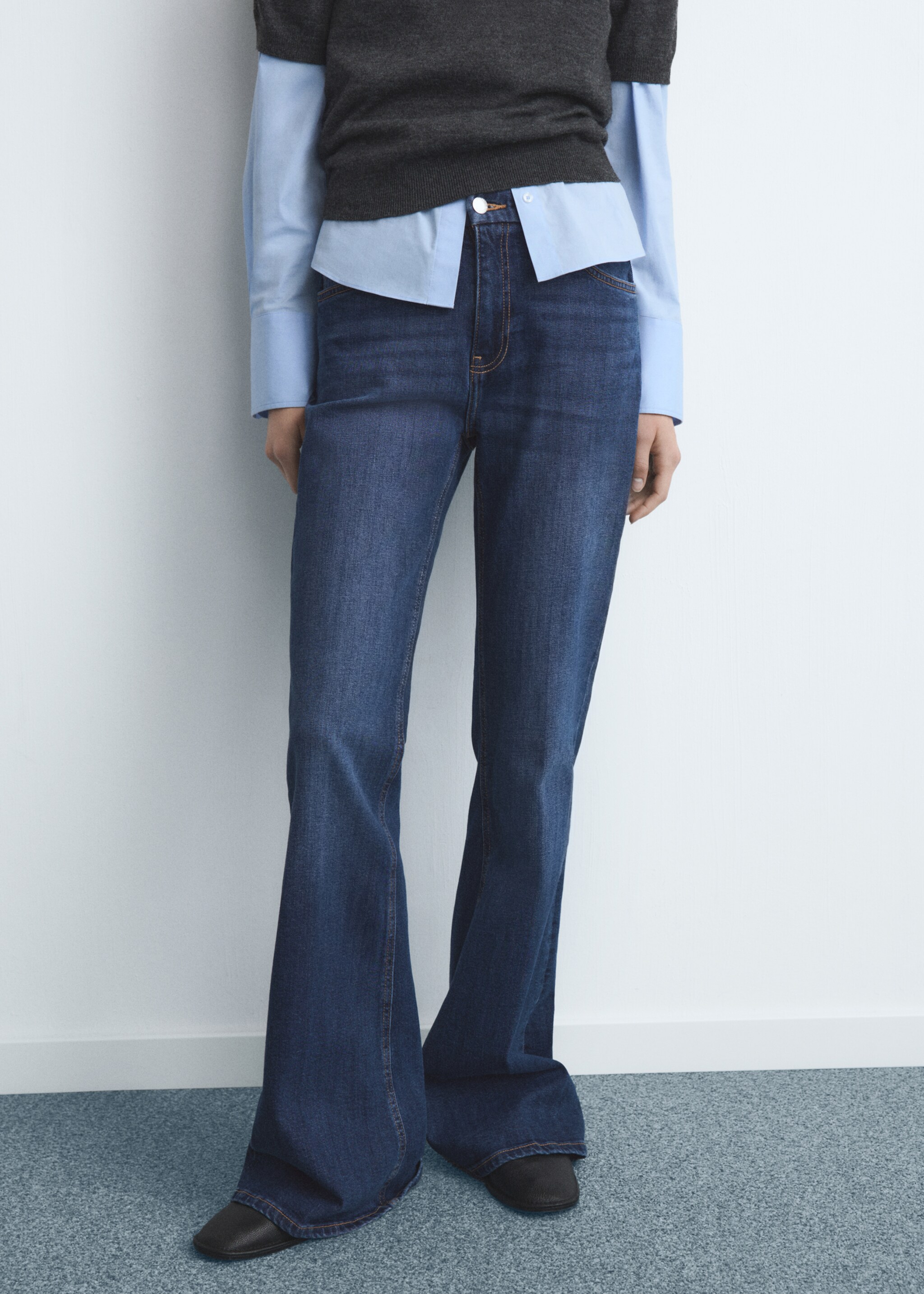 بنطلون جينز بنفسجي واسع بخصر عالي - رؤية وسط, أزرق غامق. Ref: 27021193-00.