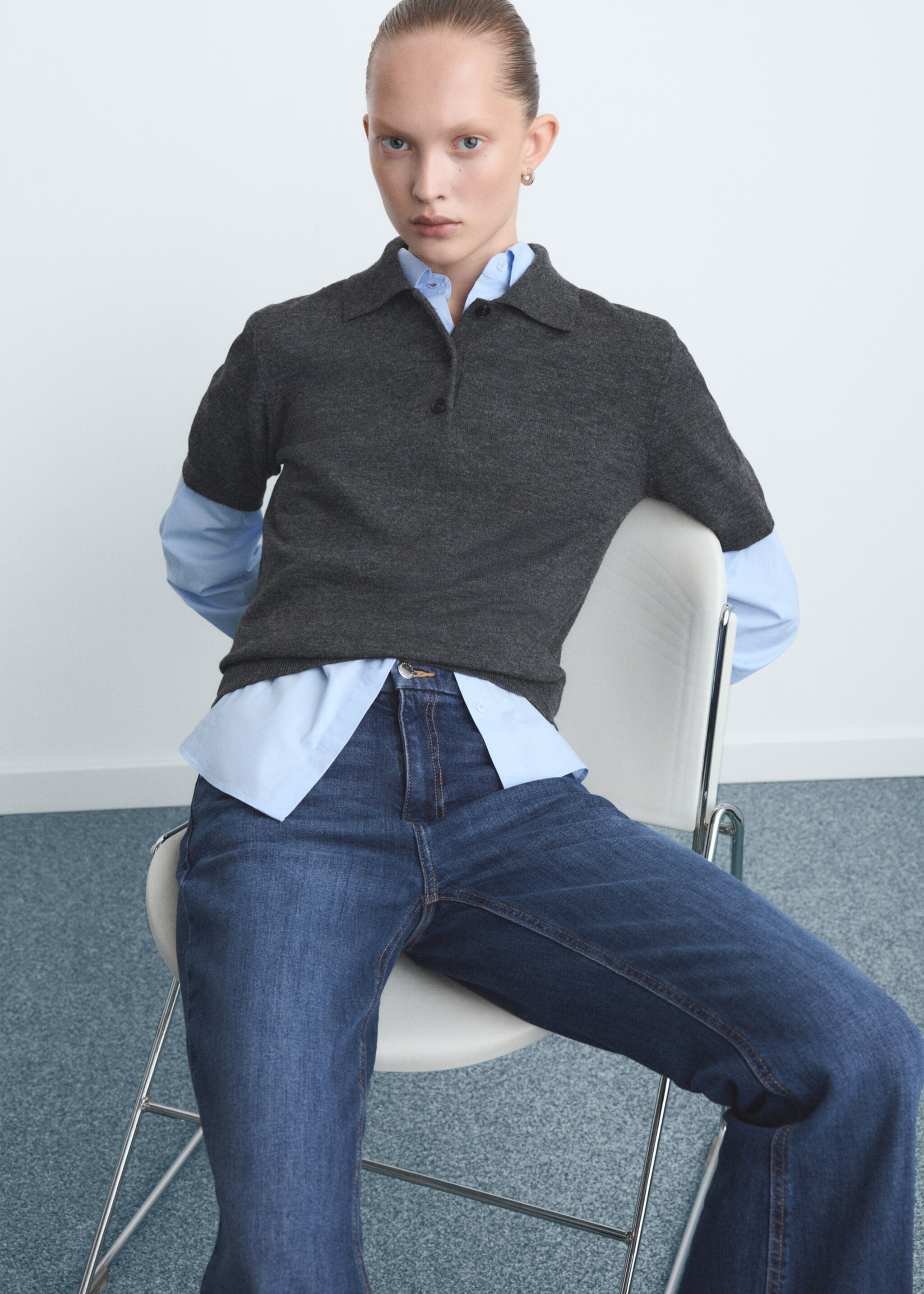 بنطلون جينز بنفسجي واسع بخصر عالي - تفاصيل المنتج 2, أزرق غامق. Ref: 27021193-00.