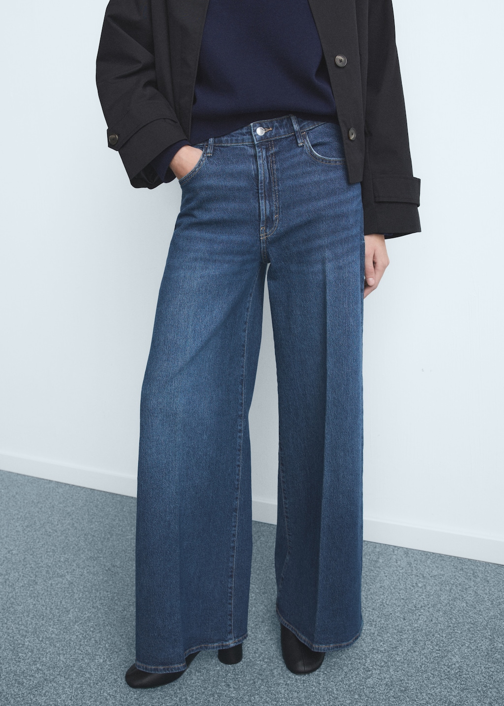 High-waisted wideleg jeans - Dark Blue