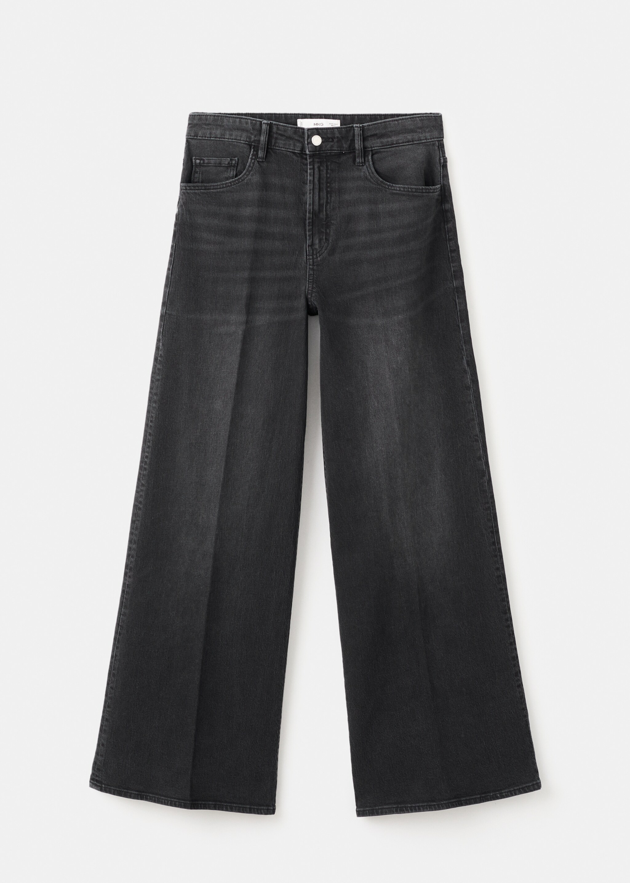 High-waisted wide-leg jeans - Article without model, Black denim. Ref: 27021196-00.