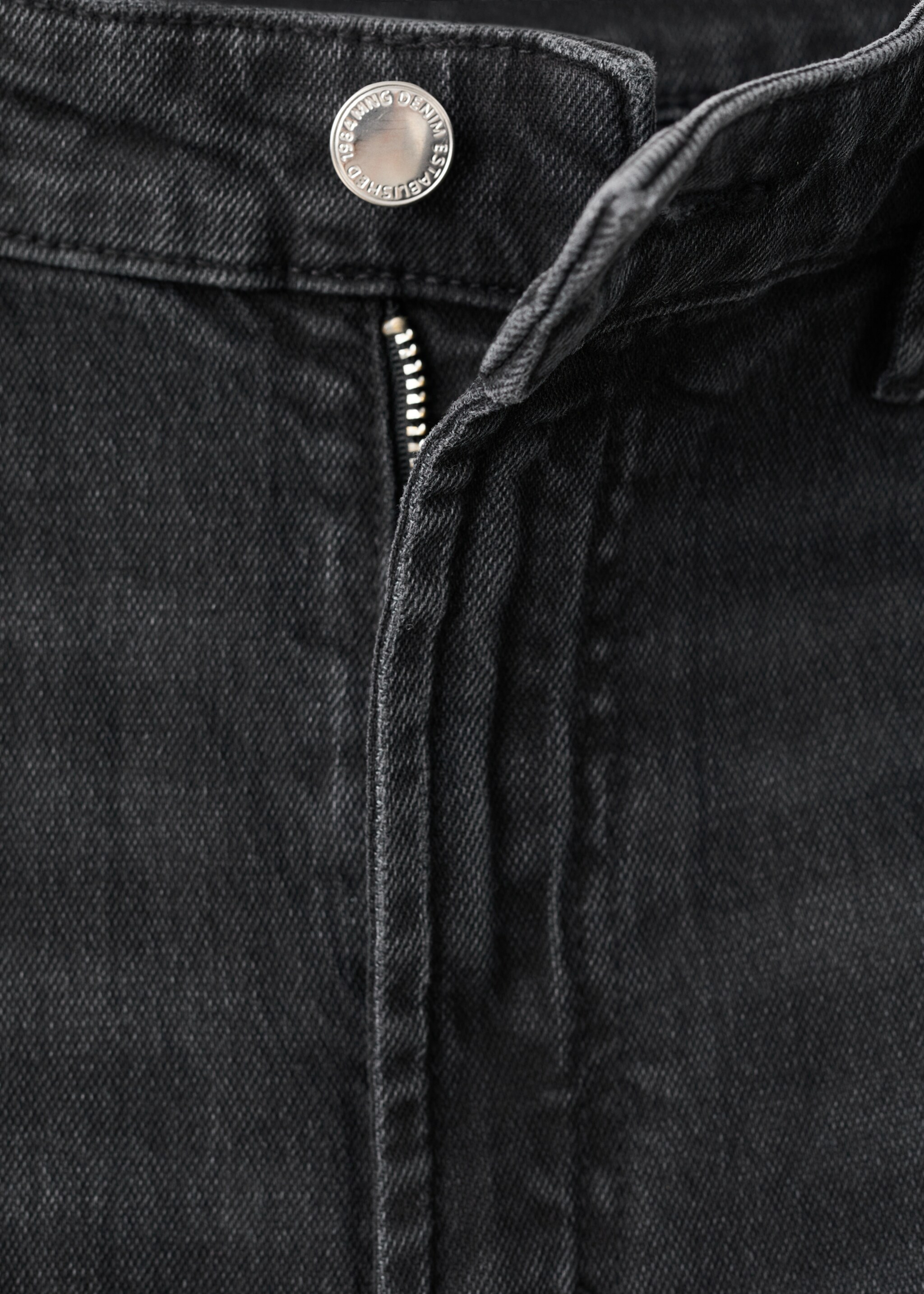 High-waisted wide-leg jeans - Details of the article 8, Black denim. Ref: 27021196-00.